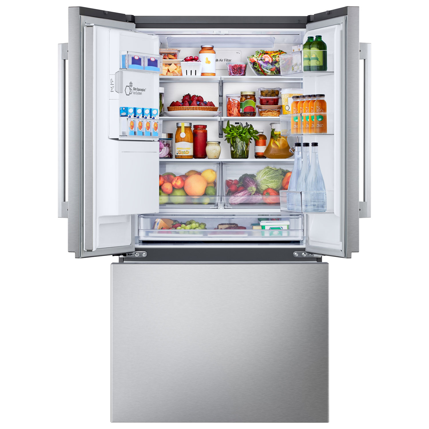 LG 36" 23.7 Cu. Ft. French 3-Door Counter-Depth MAX Refrigerator with Zero Clearance - Stainless Steel