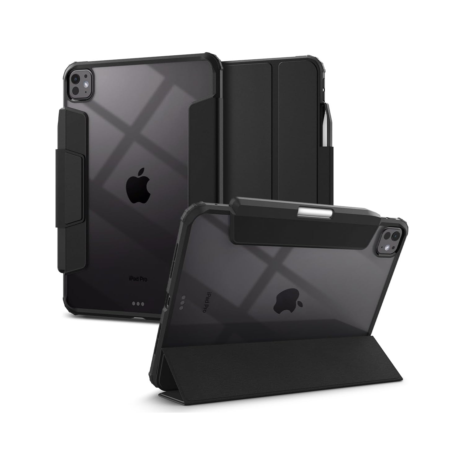 Spigen Ultra Hybrid Pro Designed for iPad Pro 11 inch Case M4 with Transparent Back and Pencil Holder - Black