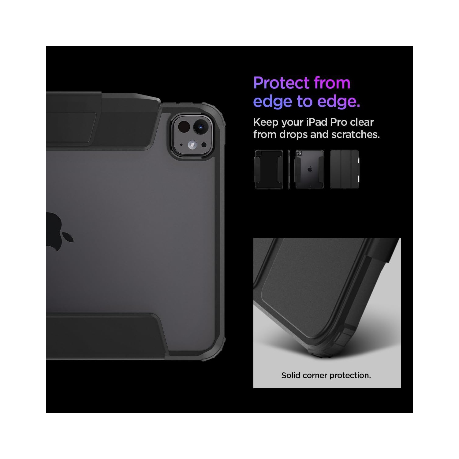 Spigen Ultra Hybrid Pro Designed for iPad Pro 11 inch Case M4 with Transparent Back and Pencil Holder - Black