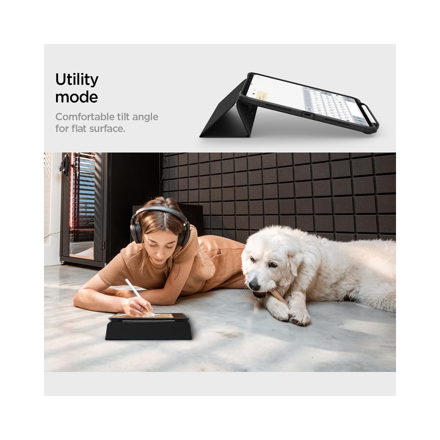 Spigen Ultra Hybrid Pro Designed for iPad Pro 11 inch Case M4 with Transparent Back and Pencil Holder - Black