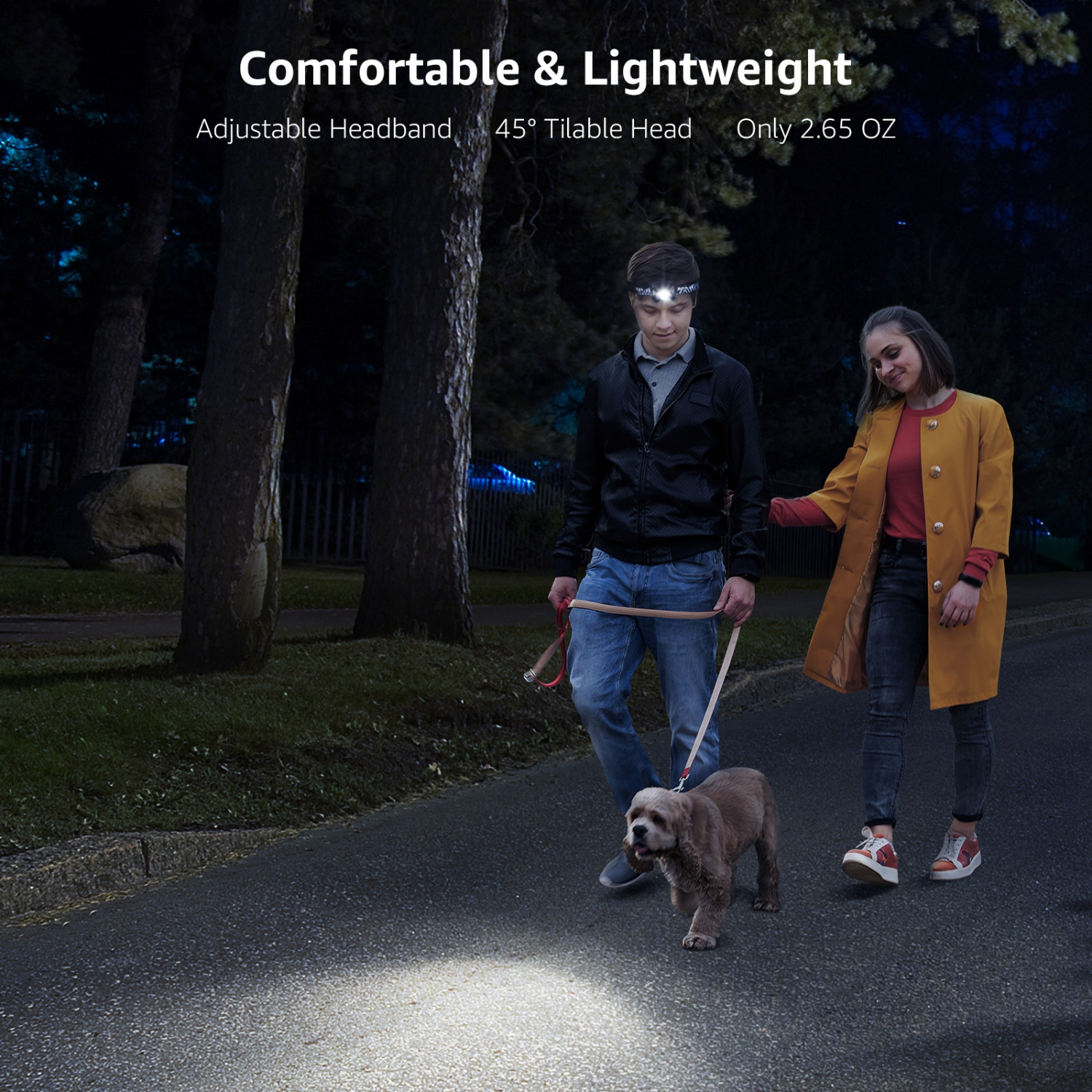 LE Headlight rechargeable, paq. 2, lampe frontale LED ultra-lumineuse 2000 Lux avec lumière rouge et blanche, 6 modes d'éclairage Lampe frontale