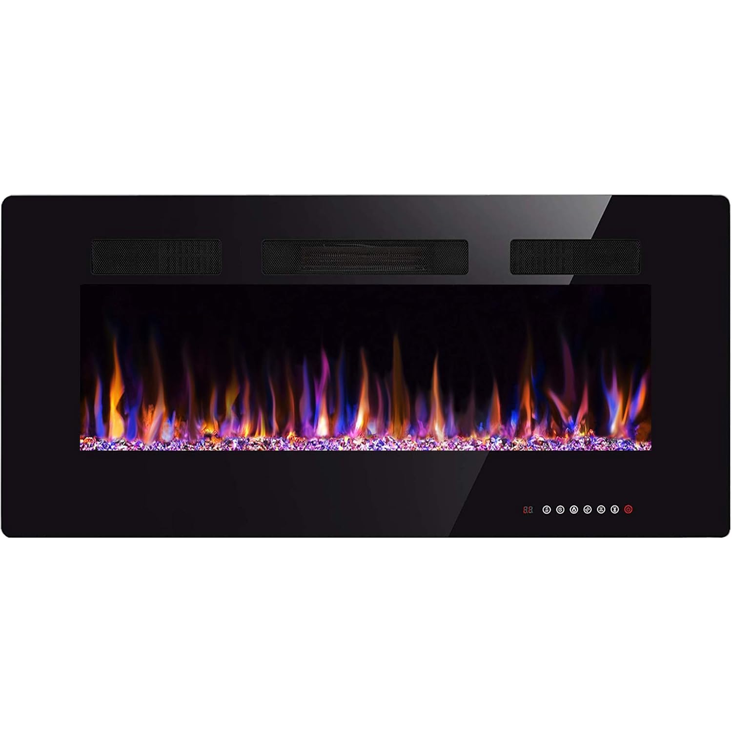 ZAFRO 30 inch Wall Mounted Recessed Electric Fireplace Insert, Ultra-Thin Lightweight LED Fireplace Heater, Fit 2x4&2x6 Stud w/Touch Screen,Remote