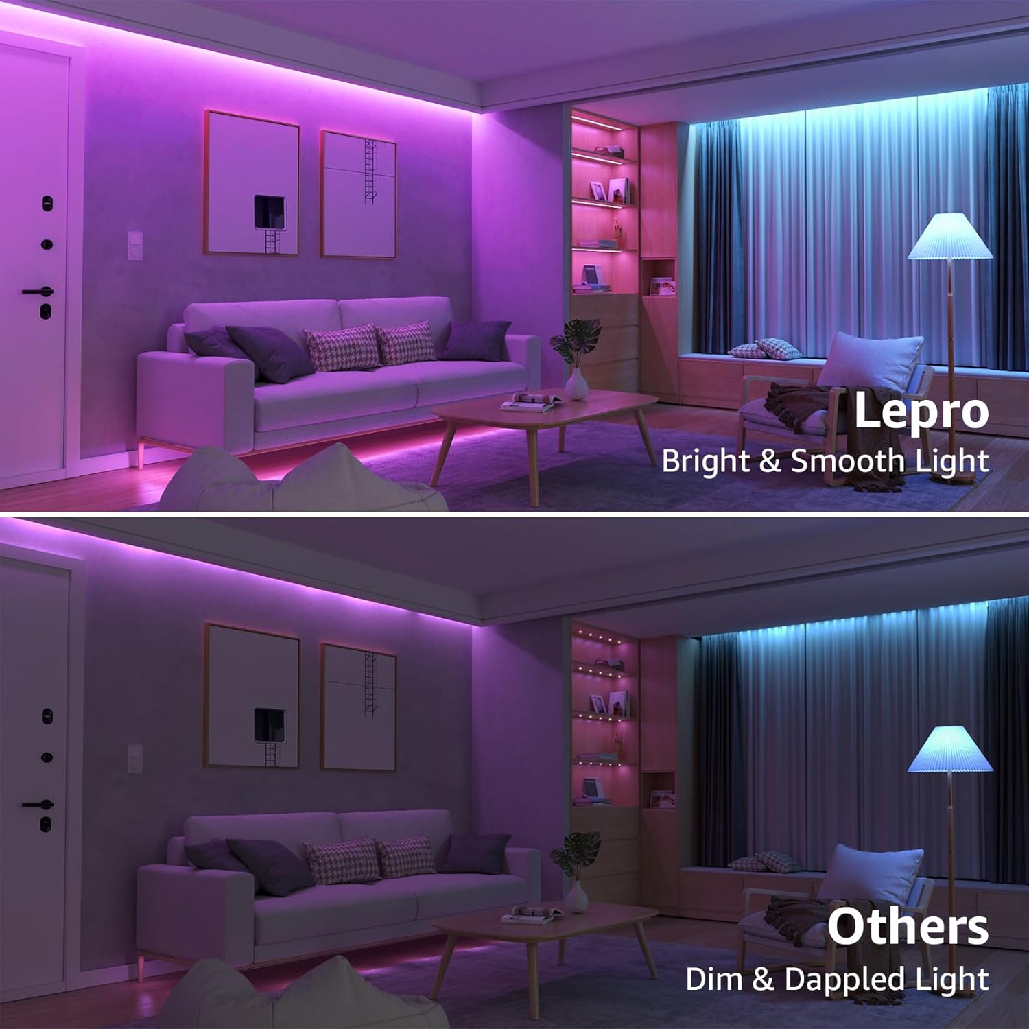 Lepro – Lumières DEL, 65.6 pi, 600 DEL de la fête des Mères, bandes lumineuses DEL à intensité réglable 12 V avec télécommande, bande