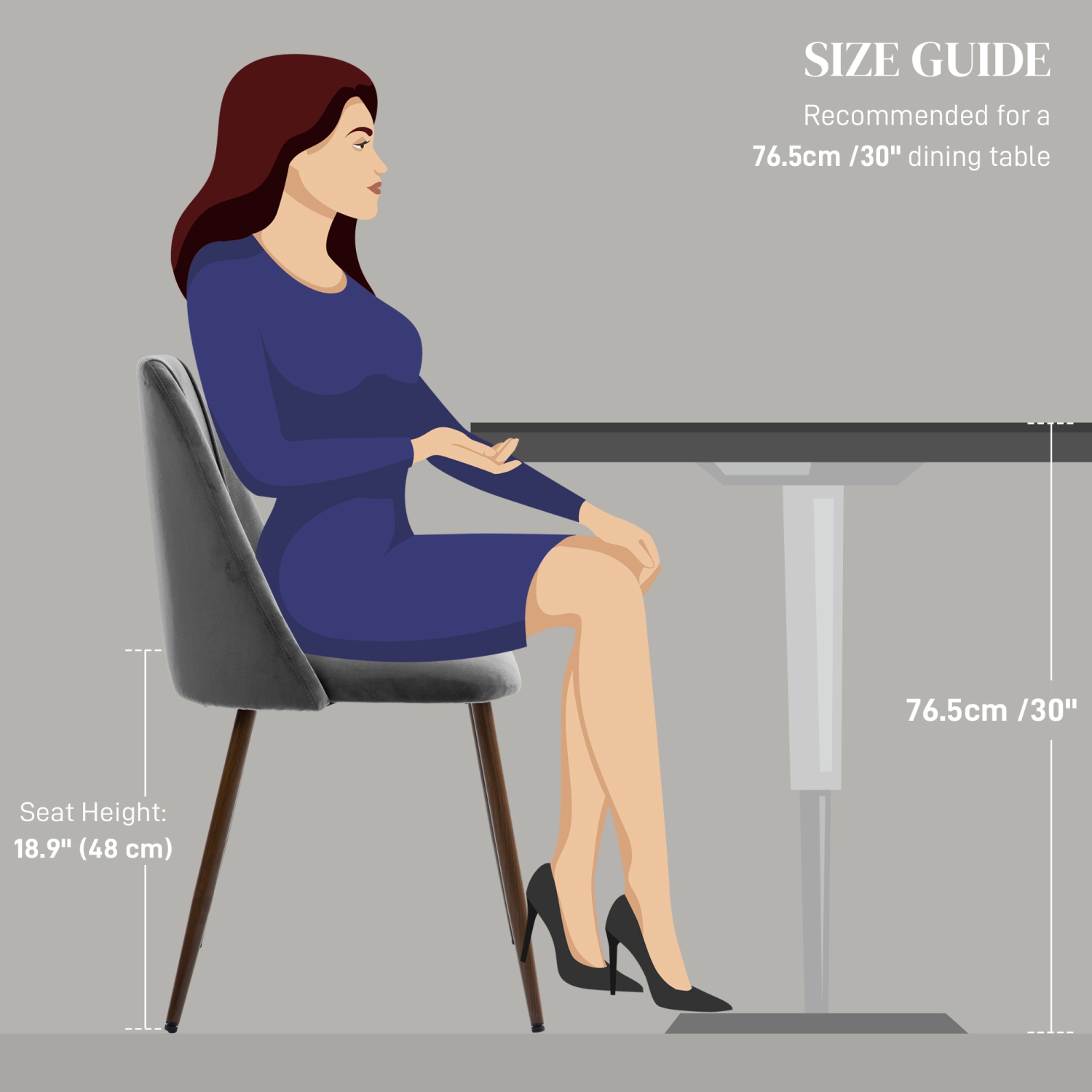 HOMCOM Dining Chairs Set of 4, Modern Kitchen Chairs with Velvet-touch Upholstery, Curved Back and Wood-grain Steel Legs, Accent Chairs for Living