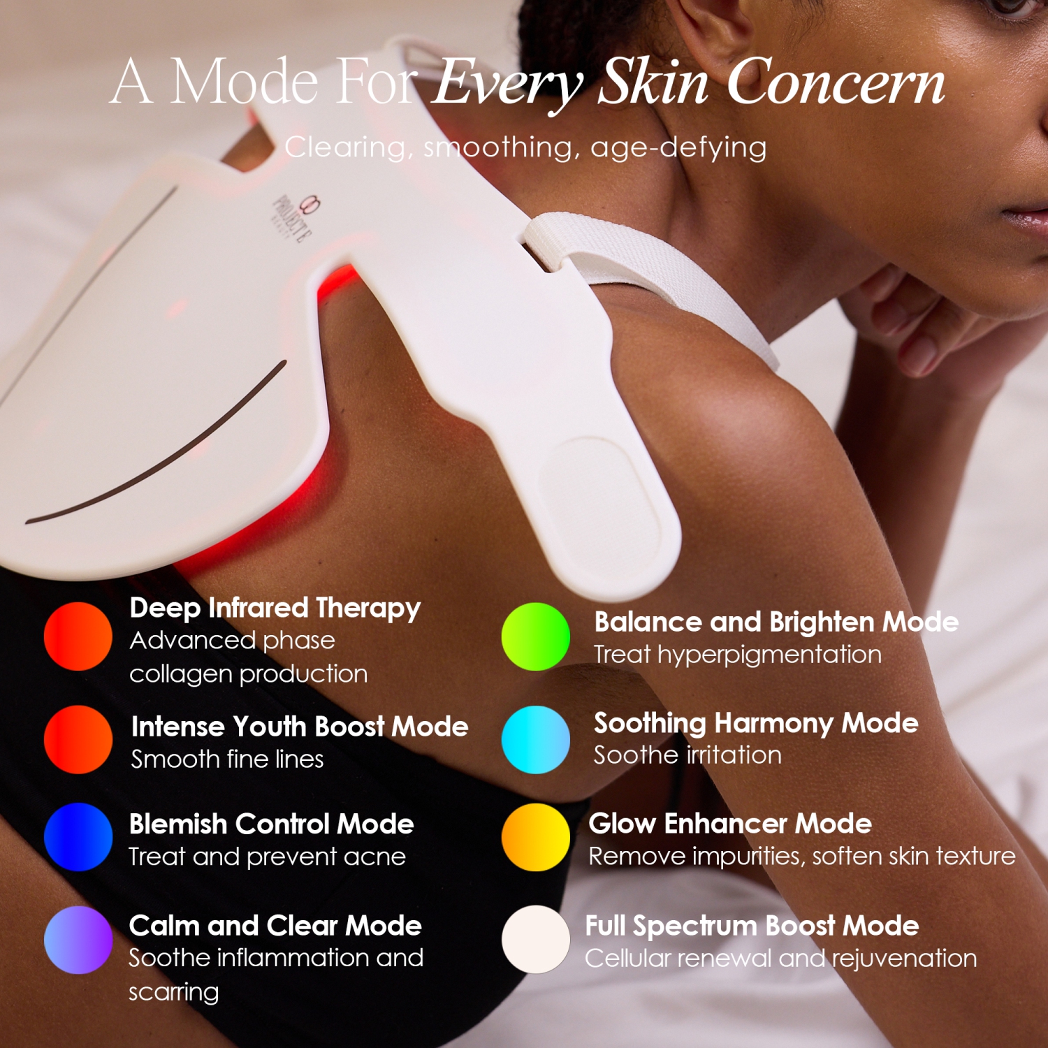 Lumalux Face+ | Pro LED Red Light Therapy Face & Neck Mask by Project E Beauty | 1600 LEDs | 7+2 Colors | w/ Deep Infrared