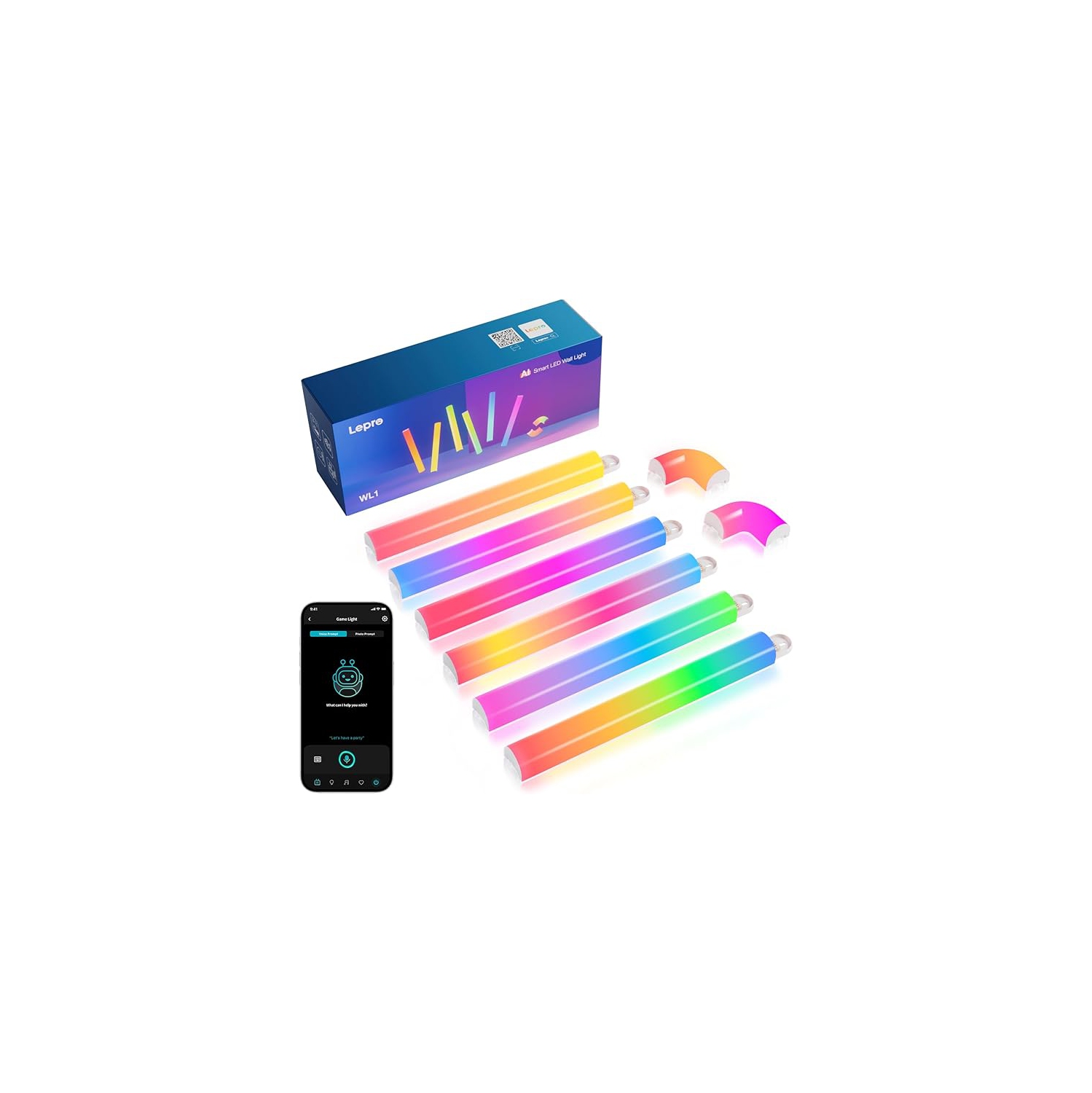 Lepro WL1 AI Glide RGBIC Smart Wall Light, LLM Wall Light, Work with Alexa/Google Assistant, Multicolor Segmented Control, LED Light for Gaming, TV