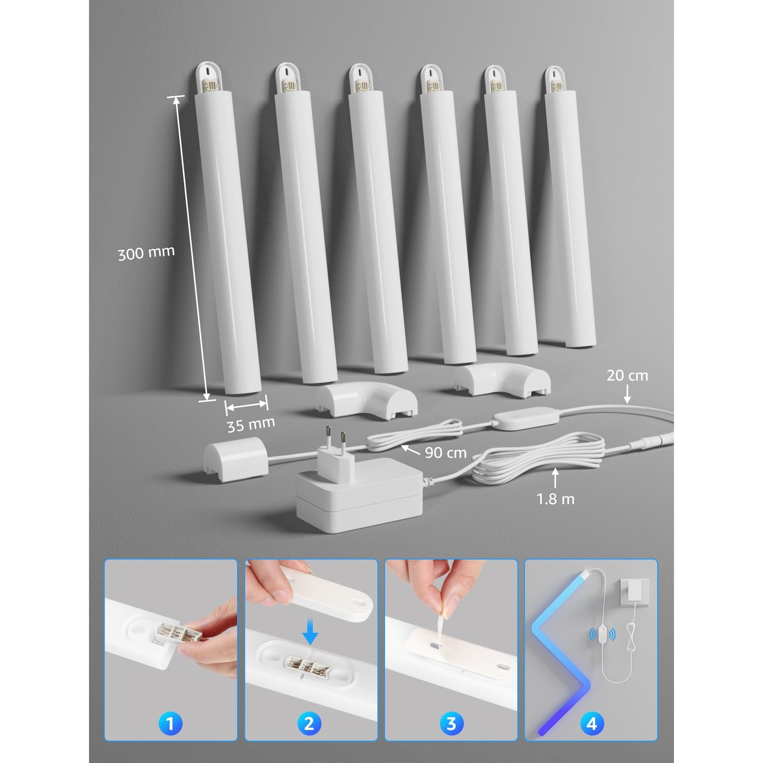 Lepro WL1 AI Glide RGBIC Smart Wall Light, LLM Wall Light, Work with Alexa/Google Assistant, Multicolor Segmented Control, LED Light for Gaming, TV