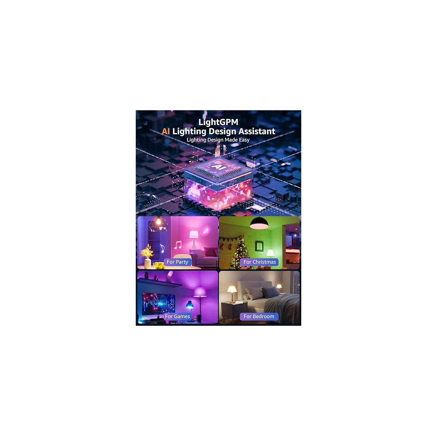 Lepro AI Smart Light Bulbs Music Sync, Thousands Dynamic Scenes, Wi-Fi & Bluetooth RGB Color Changing Light Bulbs, Built-in Voice Control Via Lepro