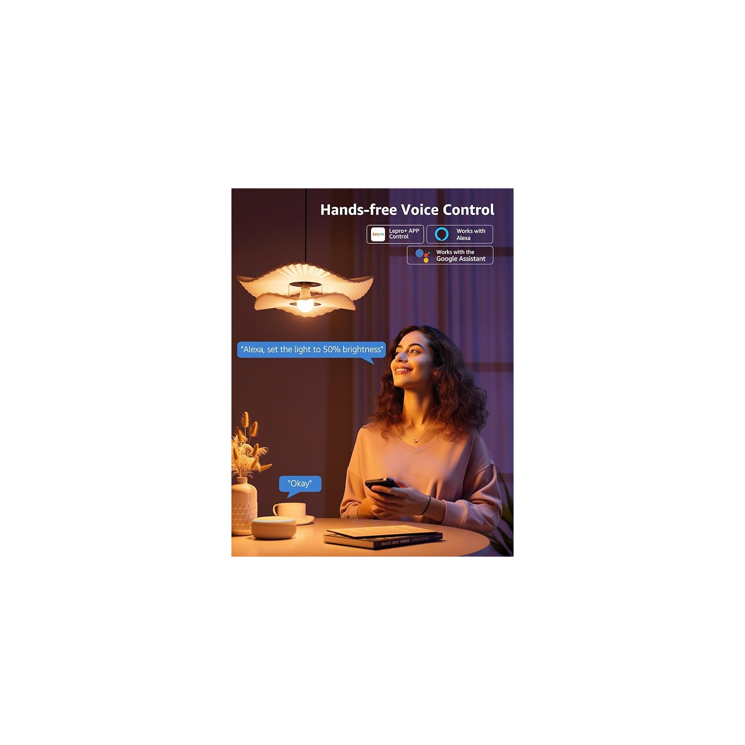 Lepro AI Smart Light Bulbs Music Sync, Thousands Dynamic Scenes, Wi-Fi & Bluetooth RGB Color Changing Light Bulbs, Built-in Voice Control Via Lepro