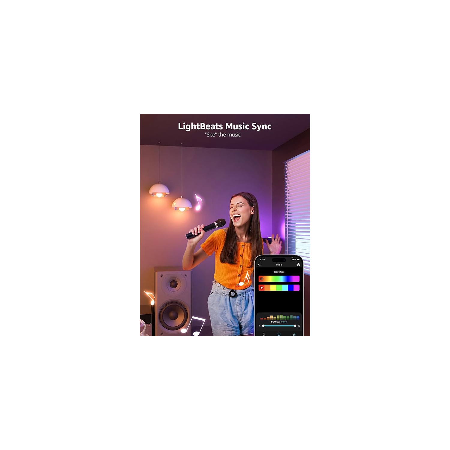 Lepro AI Smart Light Bulbs Music Sync, Thousands Dynamic Scenes, Wi-Fi & Bluetooth RGB Color Changing Light Bulbs, Built-in Voice Control Via Lepro