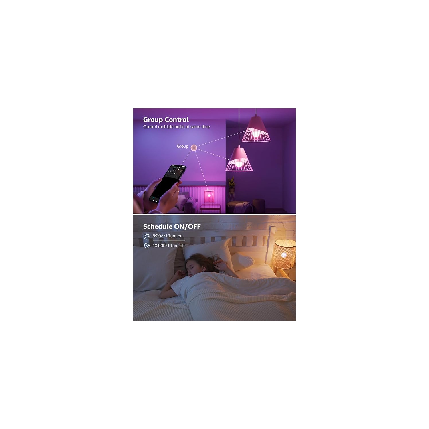 Lepro AI Smart Light Bulbs Music Sync, Thousands Dynamic Scenes, Wi-Fi & Bluetooth RGB Color Changing Light Bulbs, Built-in Voice Control Via Lepro