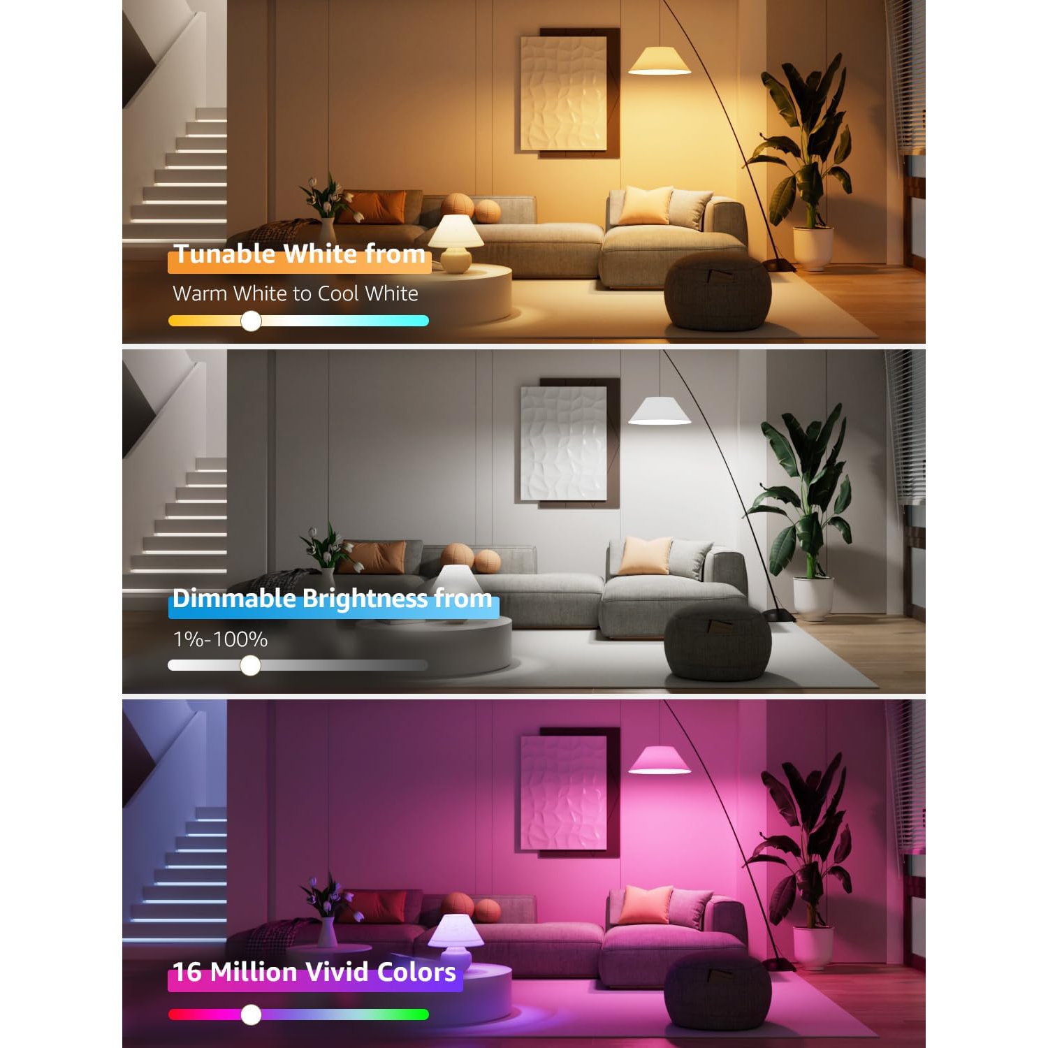 Lepro AI Smart Light Bulbs Music Sync, Thousands Dynamic Scenes, Wi-Fi & Bluetooth RGB Color Changing Light Bulbs, Built-in Voice Control Via Lepro