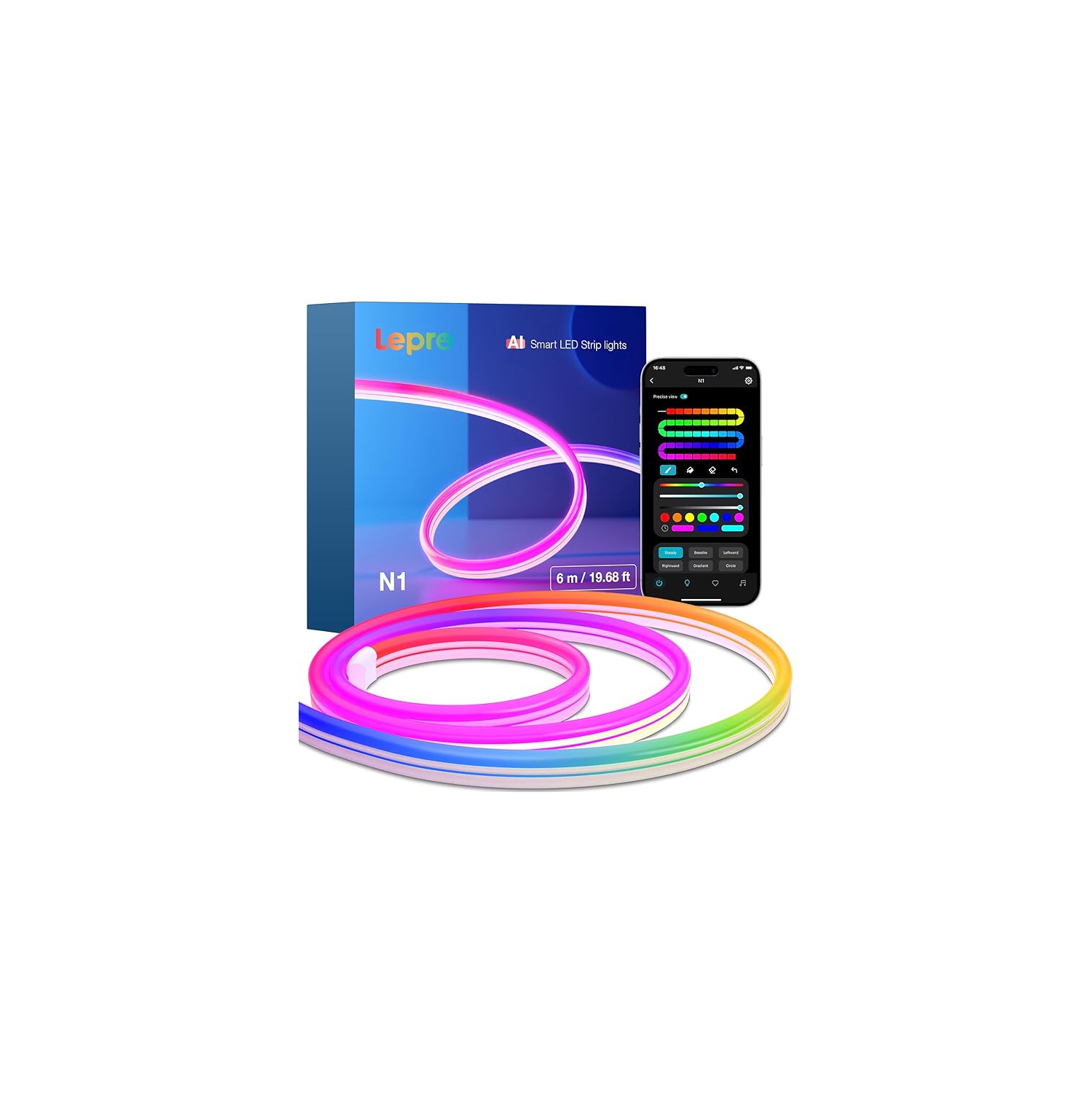 Lepro N1 AI Neon Lights, 32.8FT , LLM RGBIC Neon Led Lights, Work with Alexa & Google Neon Rope Light, Music neon led Strip Light, IP65 Outdoor Led Strip Lights Waterproof