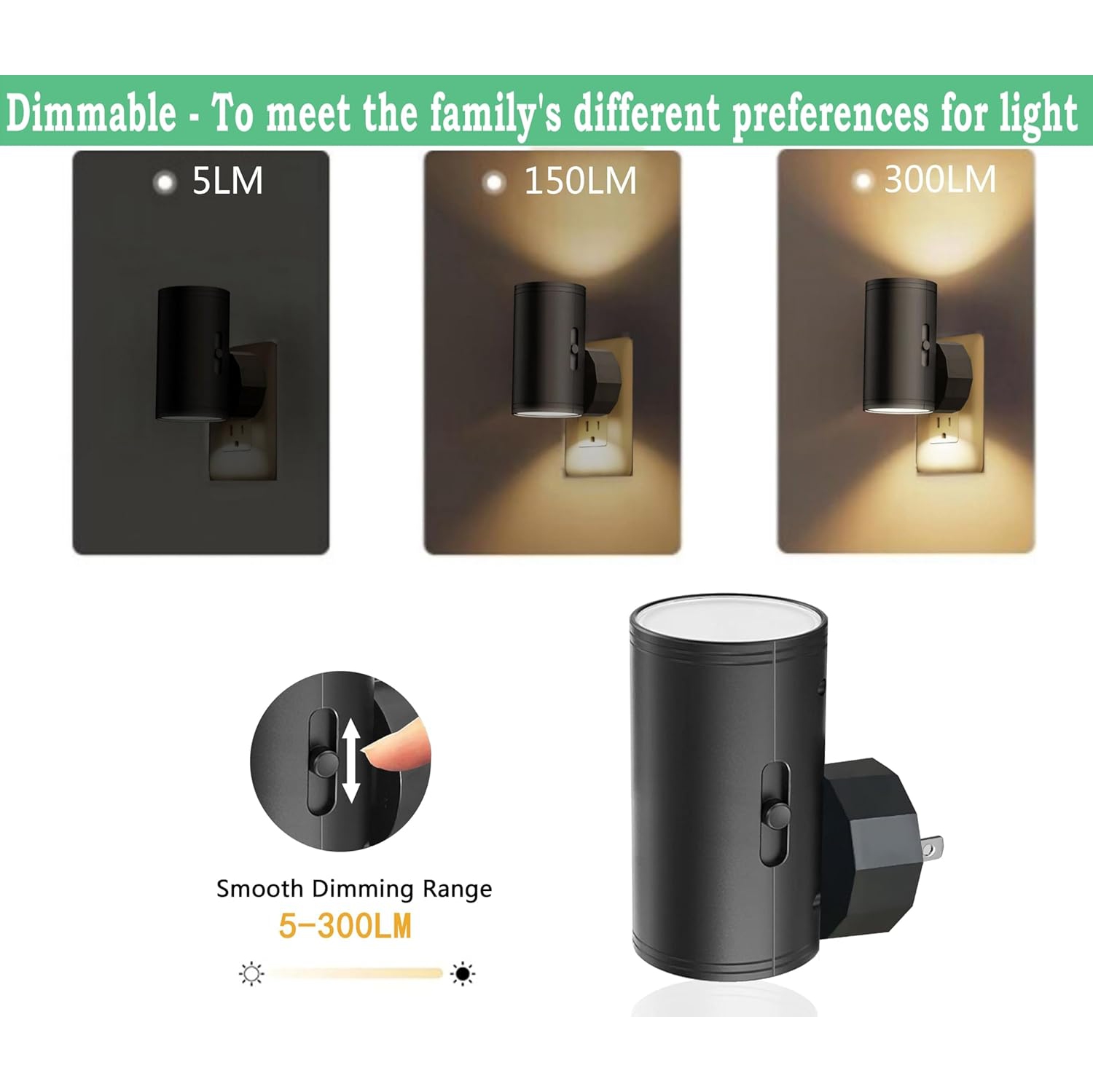 4 Pack LED Night Light, Plug Into Wall, Dusk to Dawn Sensor, Soft White 3000K,Uplight & Downlight, for Bedroom, Stairway, Hallway,Bathroom Dimmable