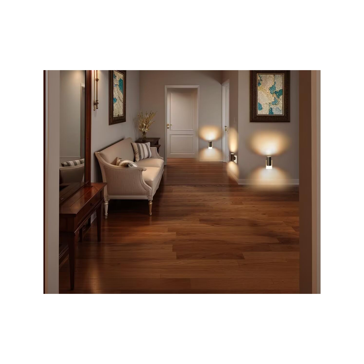 4 Pack LED Night Light, Plug Into Wall, Dusk to Dawn Sensor, Soft White 3000K,Uplight & Downlight, for Bedroom, Stairway, Hallway,Bathroom Dimmable