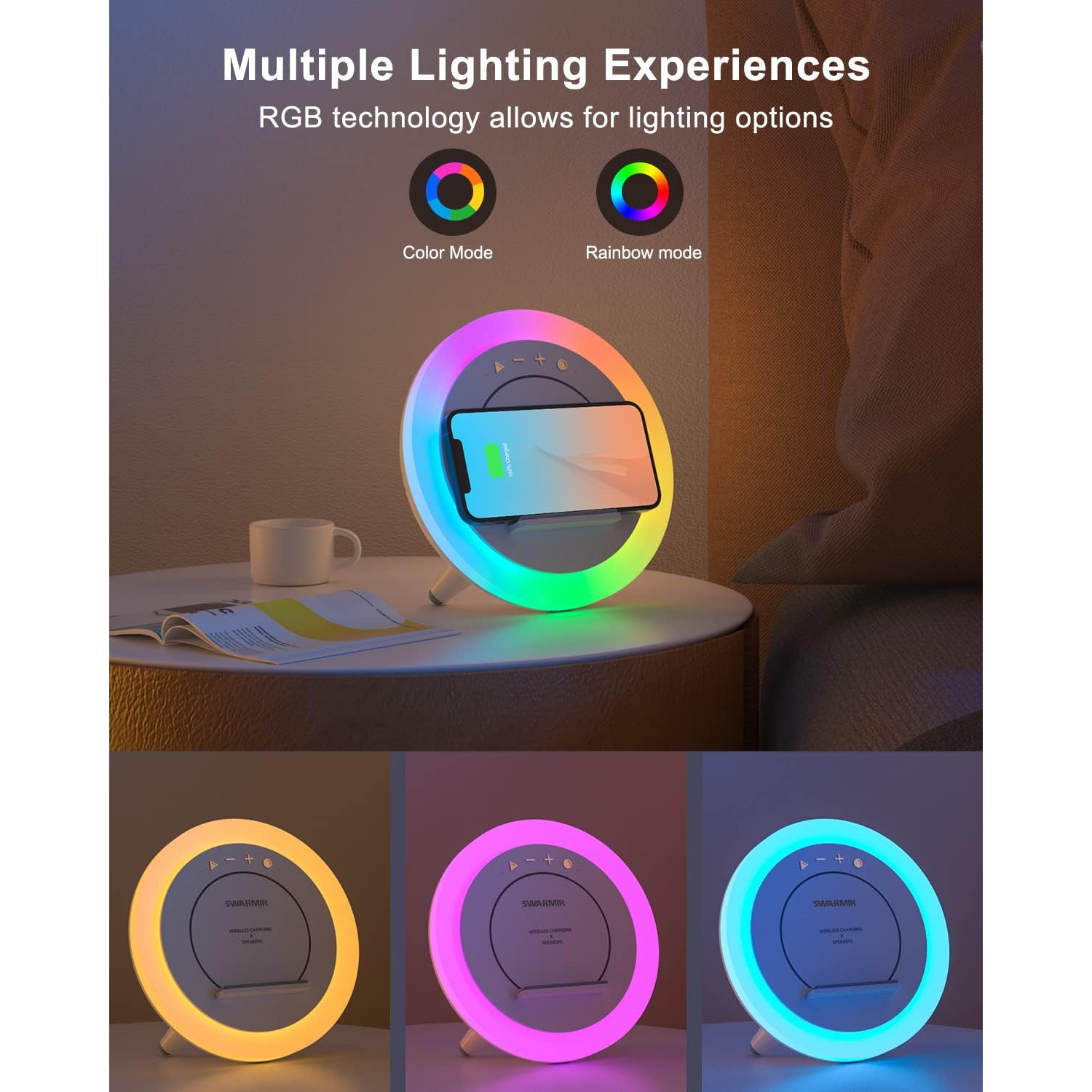 Bluetooth Speaker with Lights, Wireless Charging Speaker, Best Birthday Gift Ideas Teenage,Applicable for Bedroom/Teen Girl Gifts/Please use The