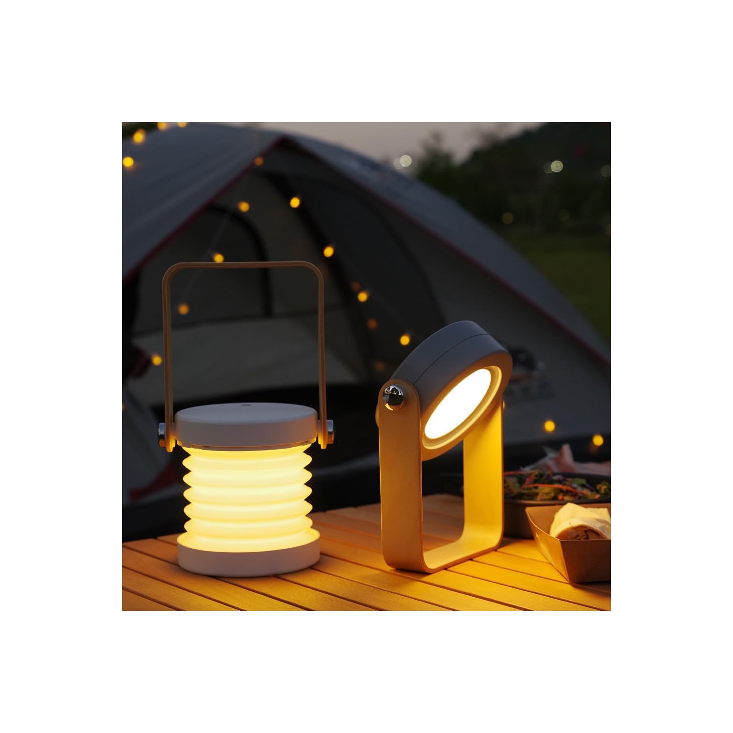 Lanterne de camping à DEL pliable，Lampe à pile tactile rechargeable, lampe de poche d'urgence portative, idéale pour l'extérieur, le camping, le