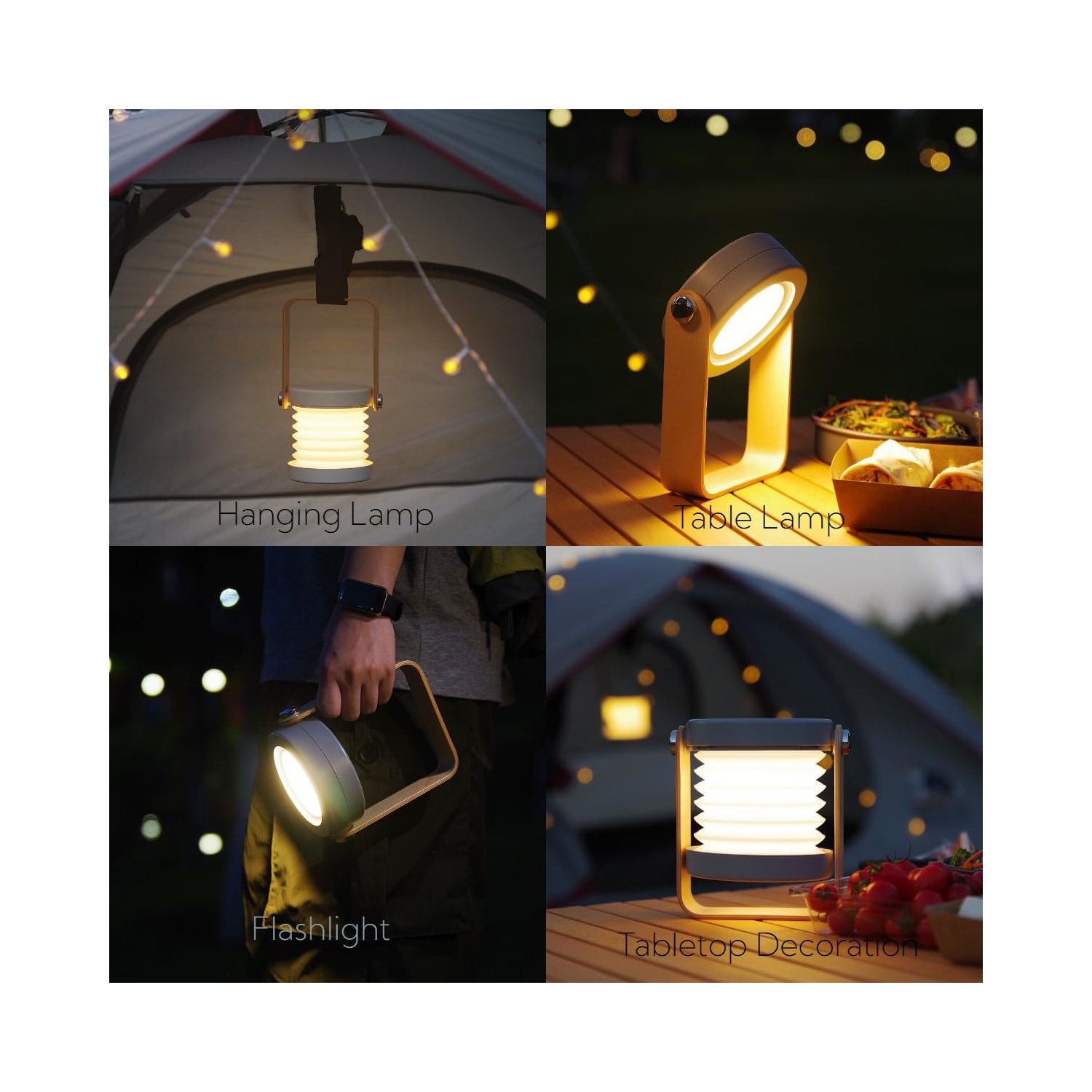 Lanterne de camping à DEL pliable,Lampe à pile tactile rechargeable, lampe de poche d'urgence portative, idéale pour l'extérieur, le camping, le