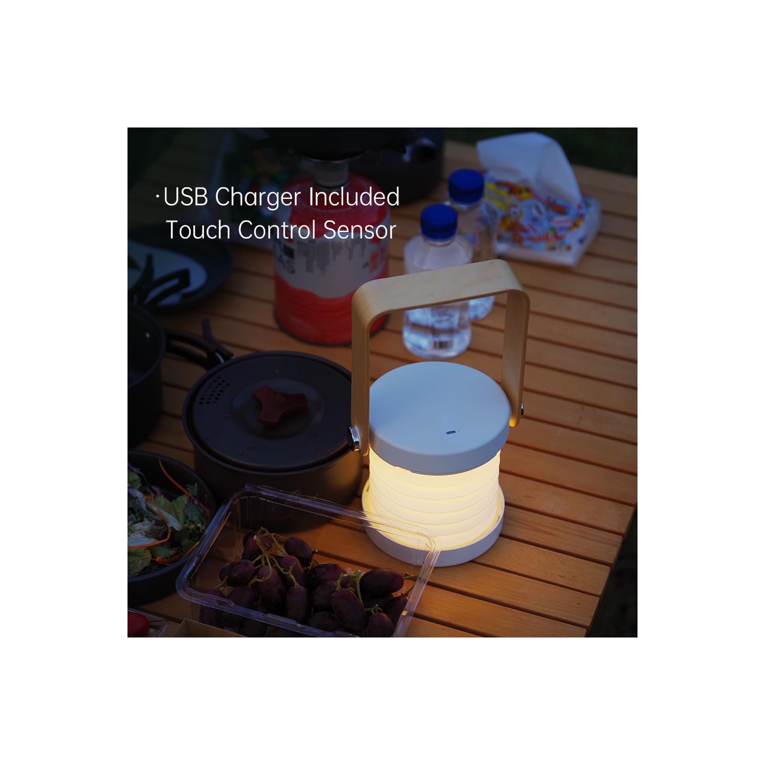 Lanterne de camping à DEL pliable,Lampe à pile tactile rechargeable, lampe de poche d'urgence portative, idéale pour l'extérieur, le camping, le