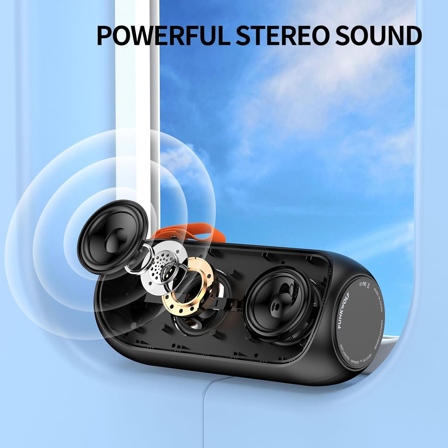 Portable Bluetooth Speaker with Stereo Sound, Outdoor Wireless Speakers, Rich Bass, Bluetooth 5.3, 10 Watts, RGB Lights, Dual TWS Paring, Loud