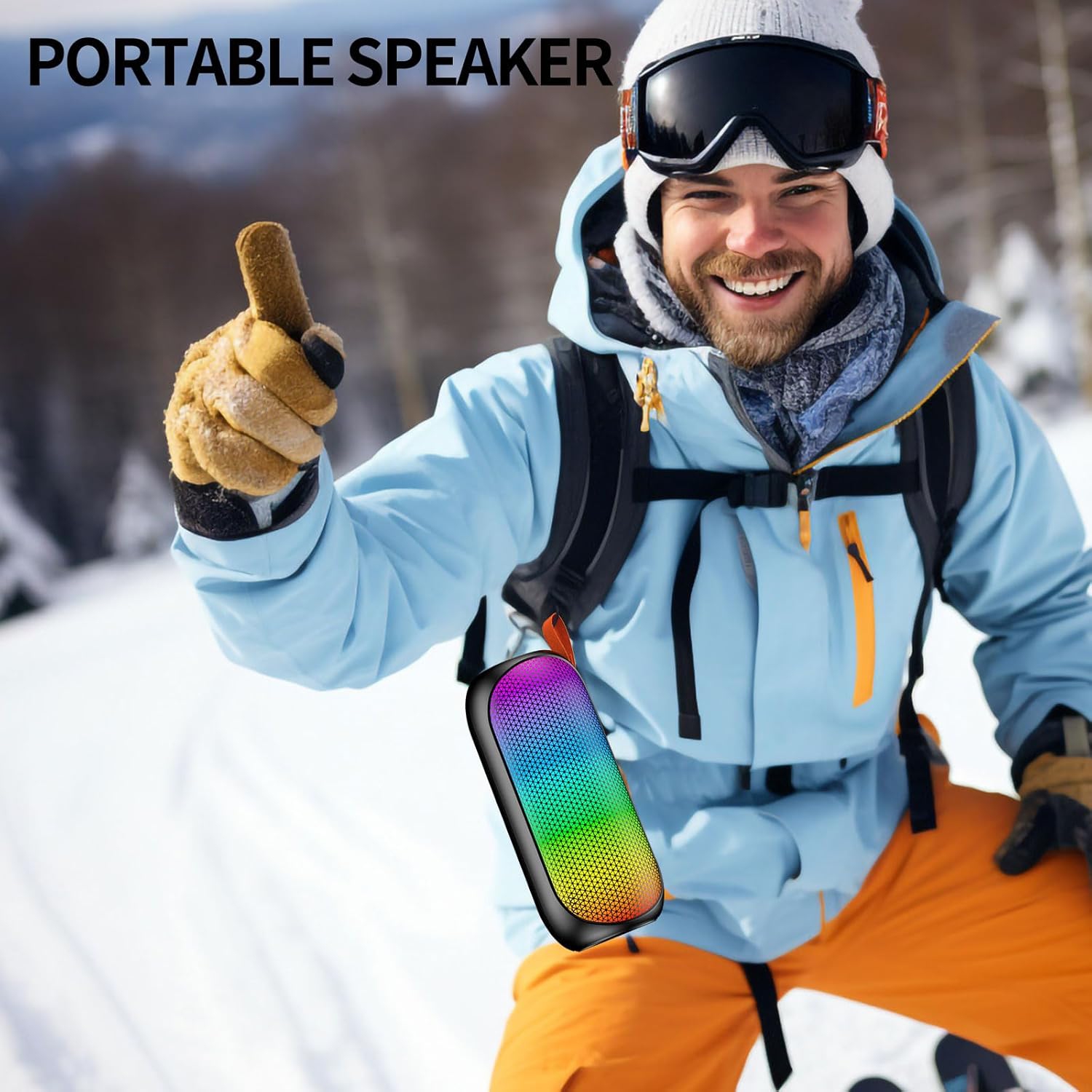 Portable Bluetooth Speaker with Stereo Sound, Outdoor Wireless Speakers, Rich Bass, Bluetooth 5.3, 10 Watts, RGB Lights, Dual TWS Paring, Loud