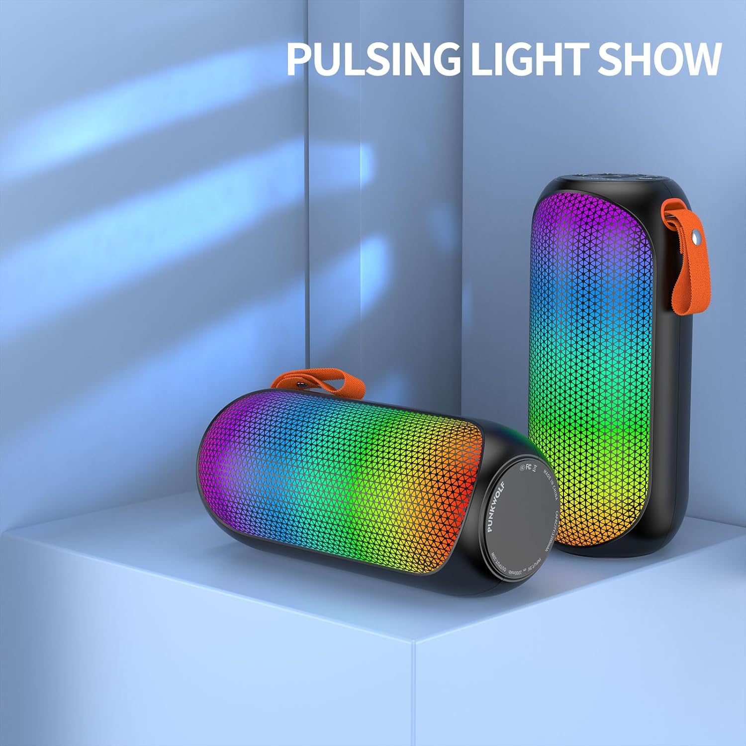 Portable Bluetooth Speaker with Stereo Sound, Outdoor Wireless Speakers, Rich Bass, Bluetooth 5.3, 10 Watts, RGB Lights, Dual TWS Paring, Loud