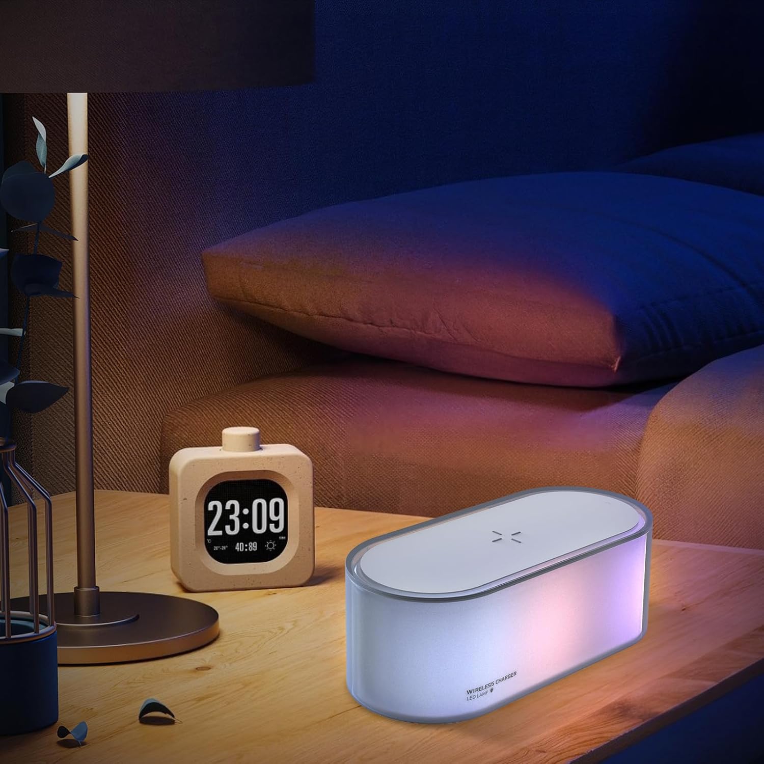 Night Light - Bedroom Bedside Lamp with Wireless Charger Touch Adjustable LED 3 Light Hues, 400mAh Battery for Living Room