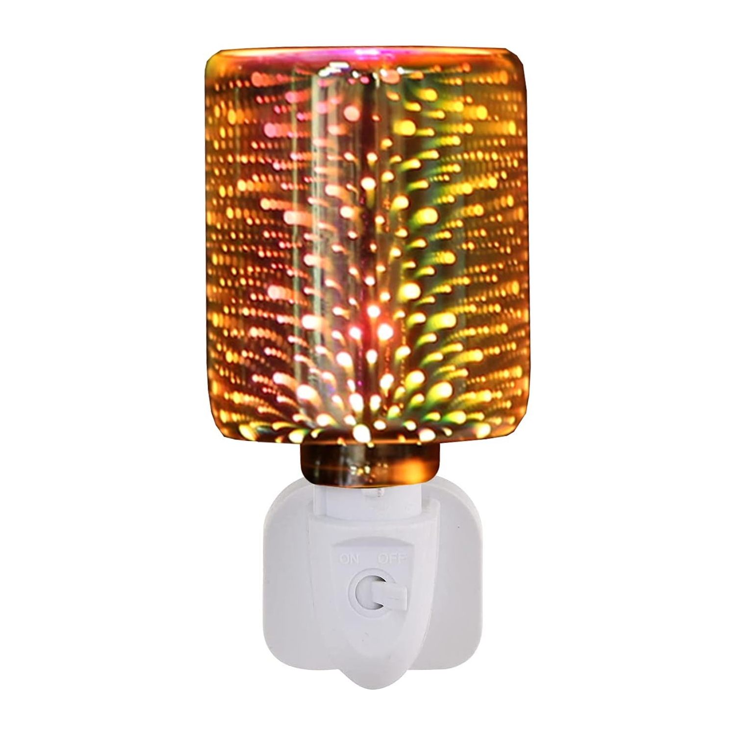 3D Glass Wax Melt Warmers Plugin Electric Fragrance Candle Waxing Warmer Burner Decorative Wall Night Light(Fireworks-01)