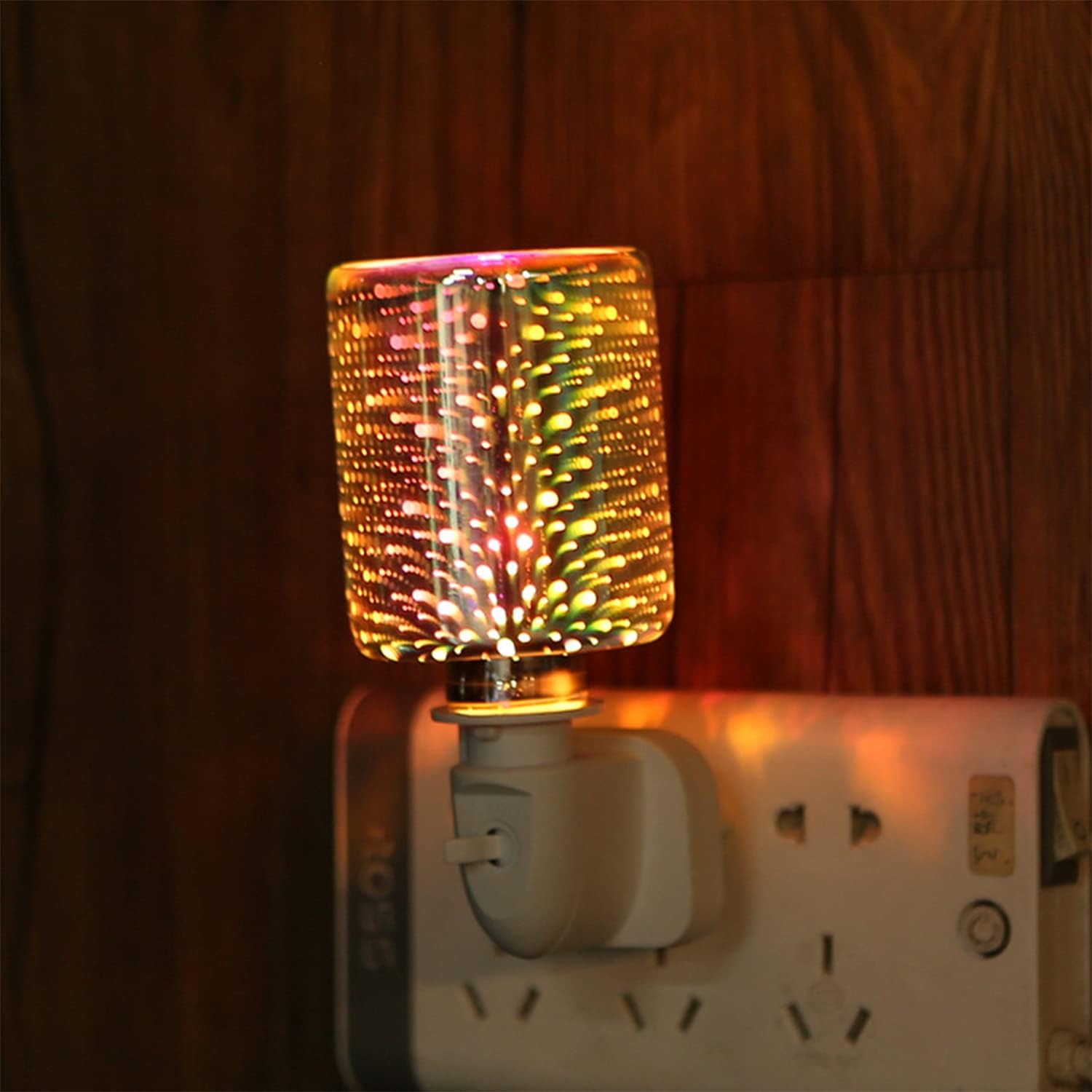 3D Glass Wax Melt Warmers Plugin Electric Fragrance Candle Waxing Warmer Burner Decorative Wall Night Light(Fireworks-01)