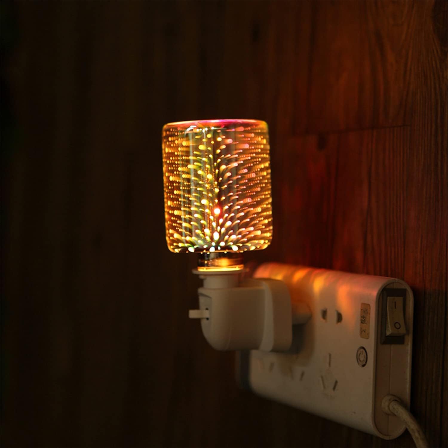 3D Glass Wax Melt Warmers Plugin Electric Fragrance Candle Waxing Warmer Burner Decorative Wall Night Light(Fireworks-01)