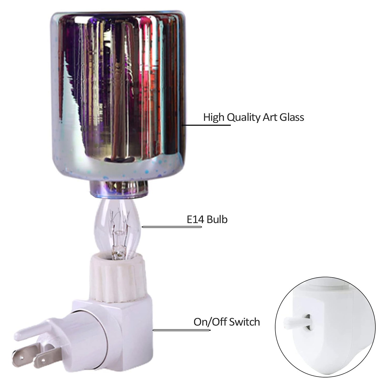 3D Glass Wax Melt Warmers Plugin Electric Fragrance Candle Waxing Warmer Burner Decorative Wall Night Light(Fireworks-01)