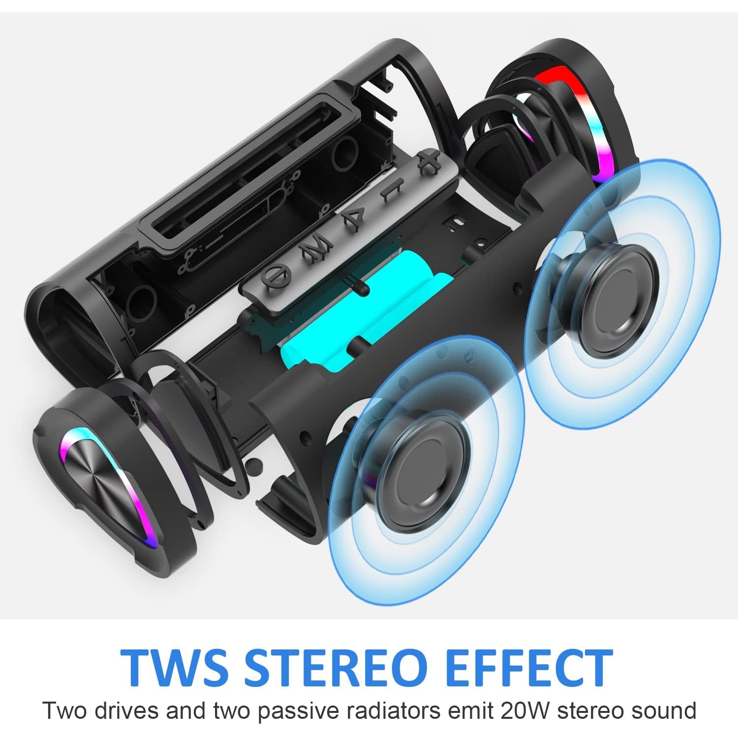 Bluetooth Speakers,V40 IPX7 Waterproof Portable Wireless Speaker with ...