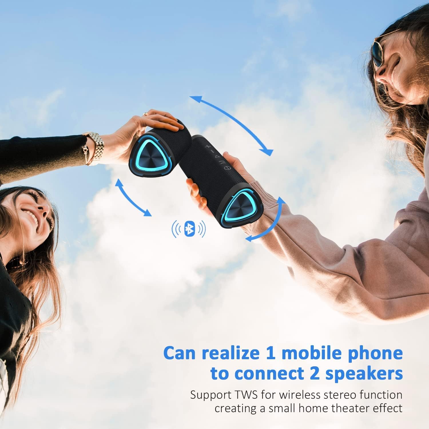 Bluetooth Speakers,V40 IPX7 Waterproof Portable Wireless Speaker with ...