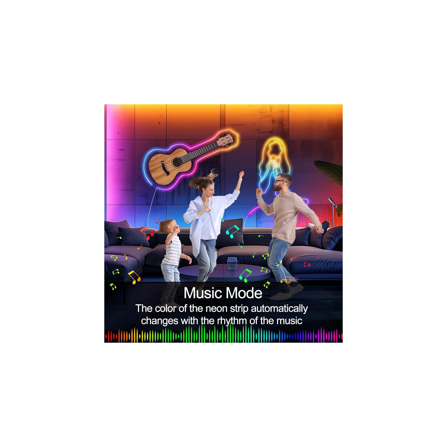 LED String Light 13.12ft RGB Color Changing for Bedroom, IP65 Waterproof Music Sync LED Light Strips with Remote APP Control for Party, Christmas,