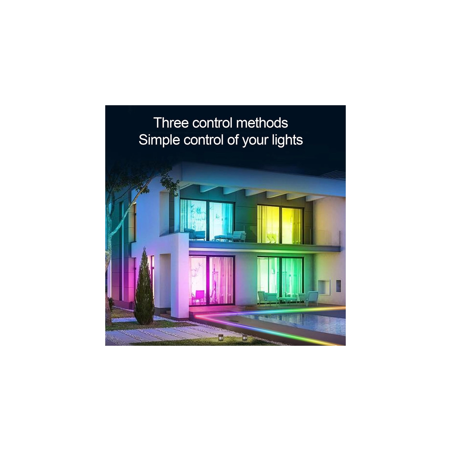 LED String Light 13.12ft RGB Color Changing for Bedroom, IP65 Waterproof Music Sync LED Light Strips with Remote APP Control for Party, Christmas,