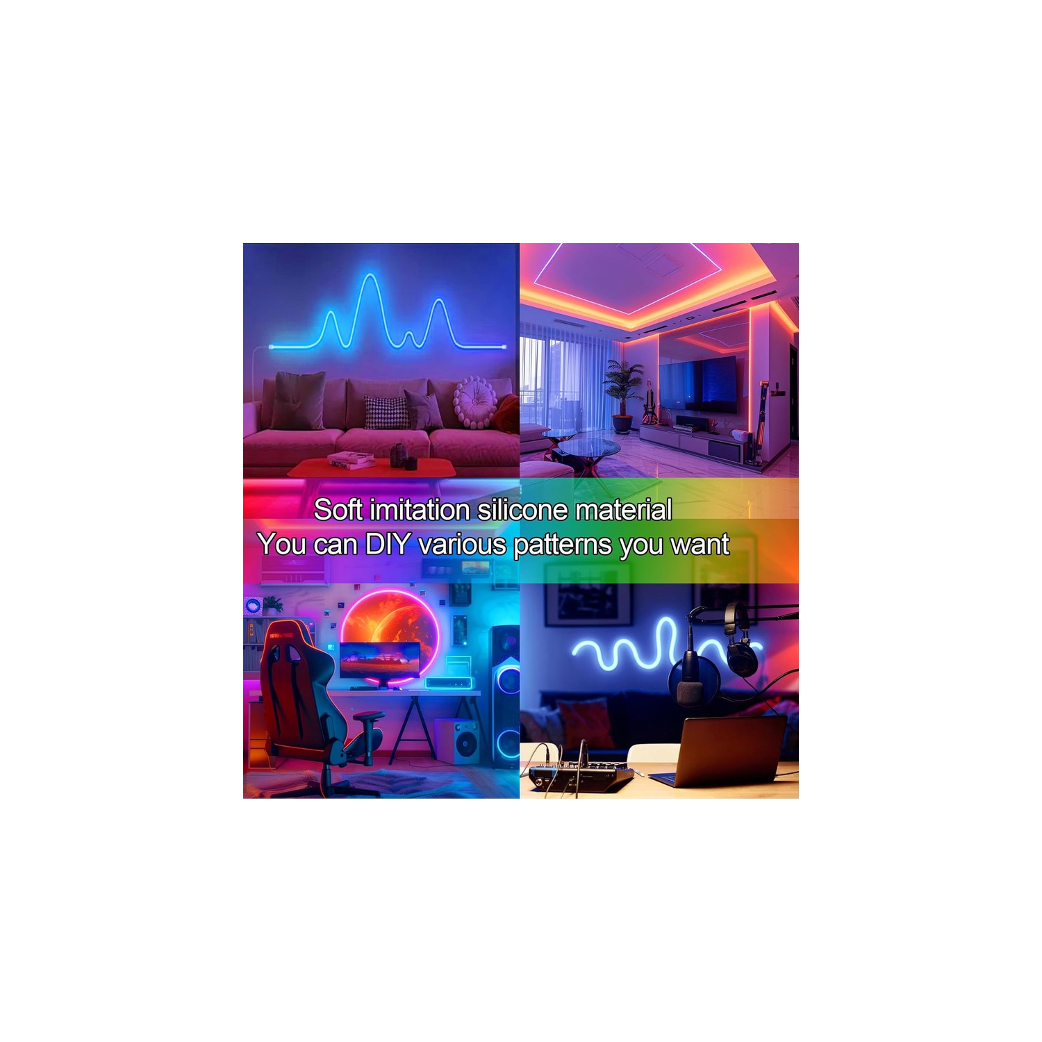 LED String Light 13.12ft RGB Color Changing for Bedroom, IP65 Waterproof Music Sync LED Light Strips with Remote APP Control for Party, Christmas,
