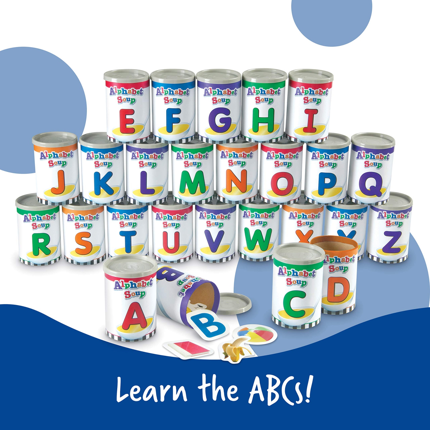Learning Resources Alphabet Soup Sorters, Early Phonics, ABCs, Alphabet Awareness & Recognition, 208 Pieces, Ages 3+
