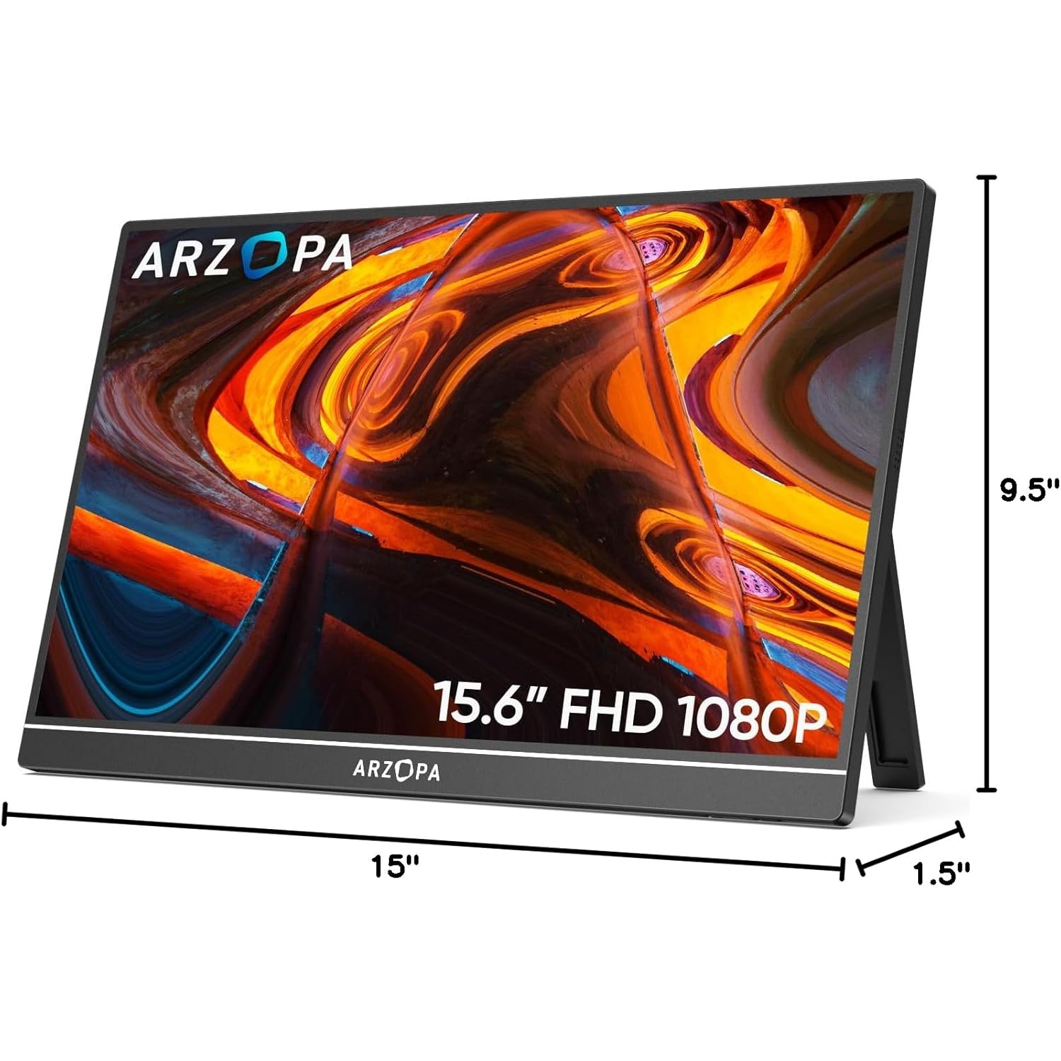 ARZOPA Portable Monitor 15.6'' FHD 1080P Kickstand Portable Laptop Monitor IPS Computer External Screen USB C HDMI Display for PC MAC Phone - A1