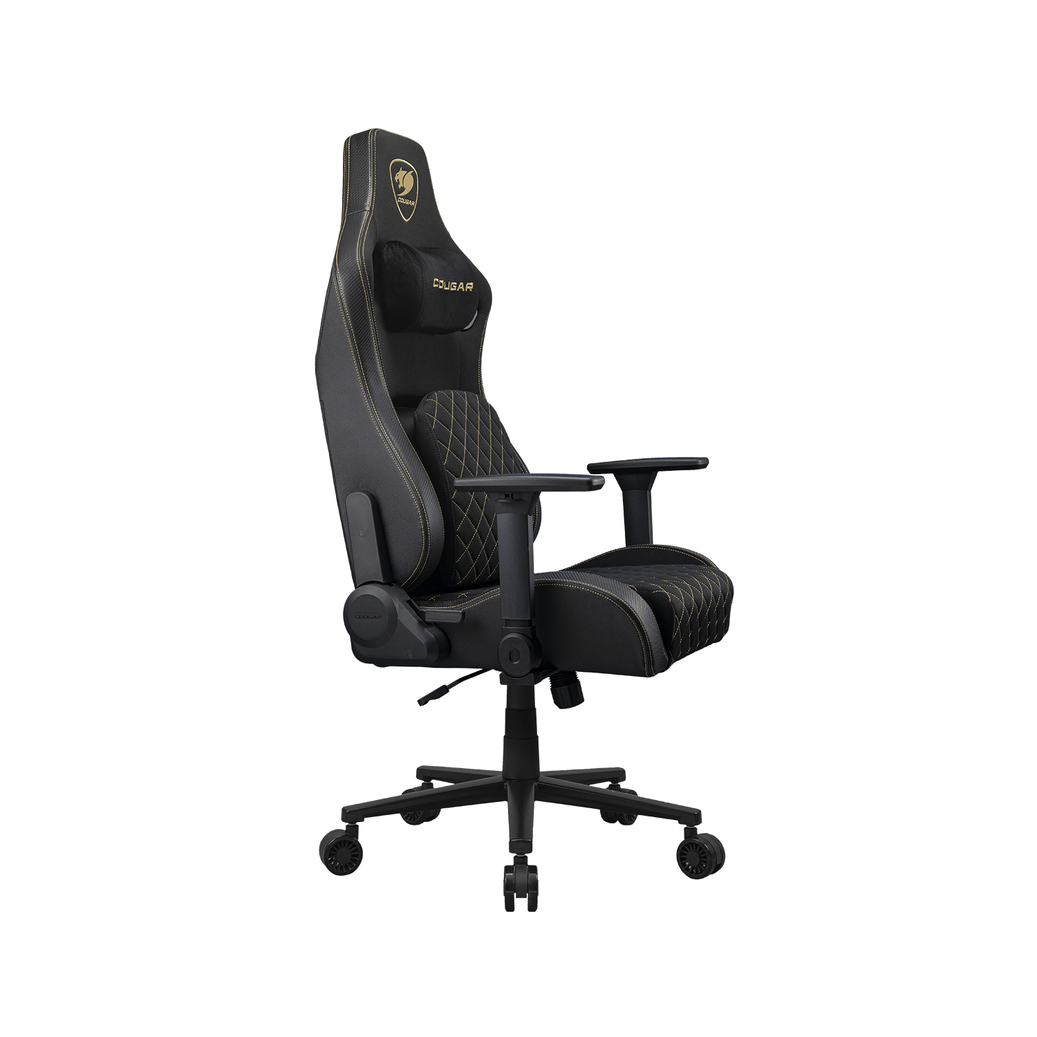 Cougar Defensor F Gaming Chair, Ergonomic High‑Back Woven Fabric, 155° Recline, 4D Armrests & Lumbar Support, Gold