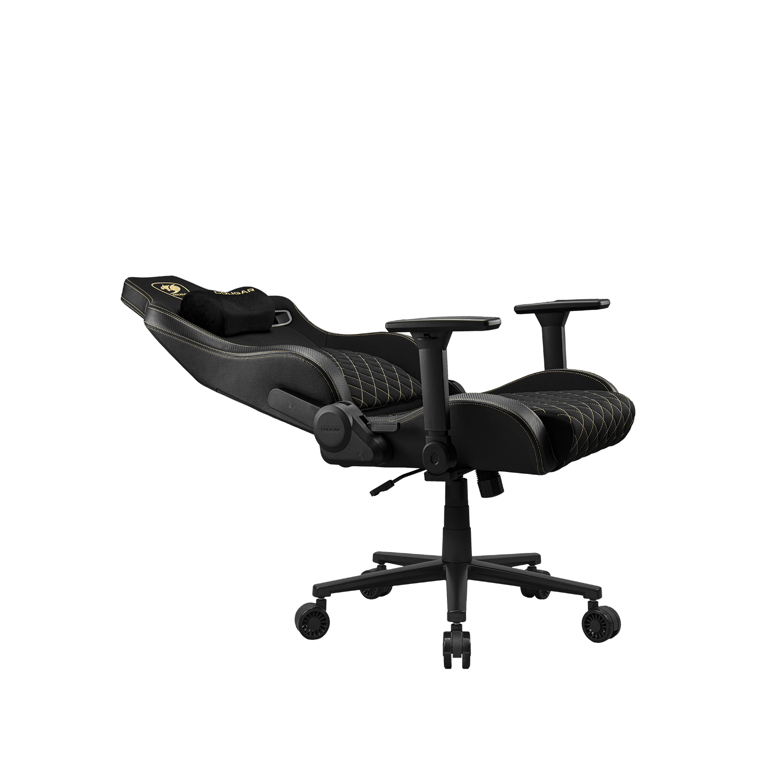 Cougar Defensor F Gaming Chair, Ergonomic High‑Back Woven Fabric, 155° Recline, 4D Armrests & Lumbar Support, Gold