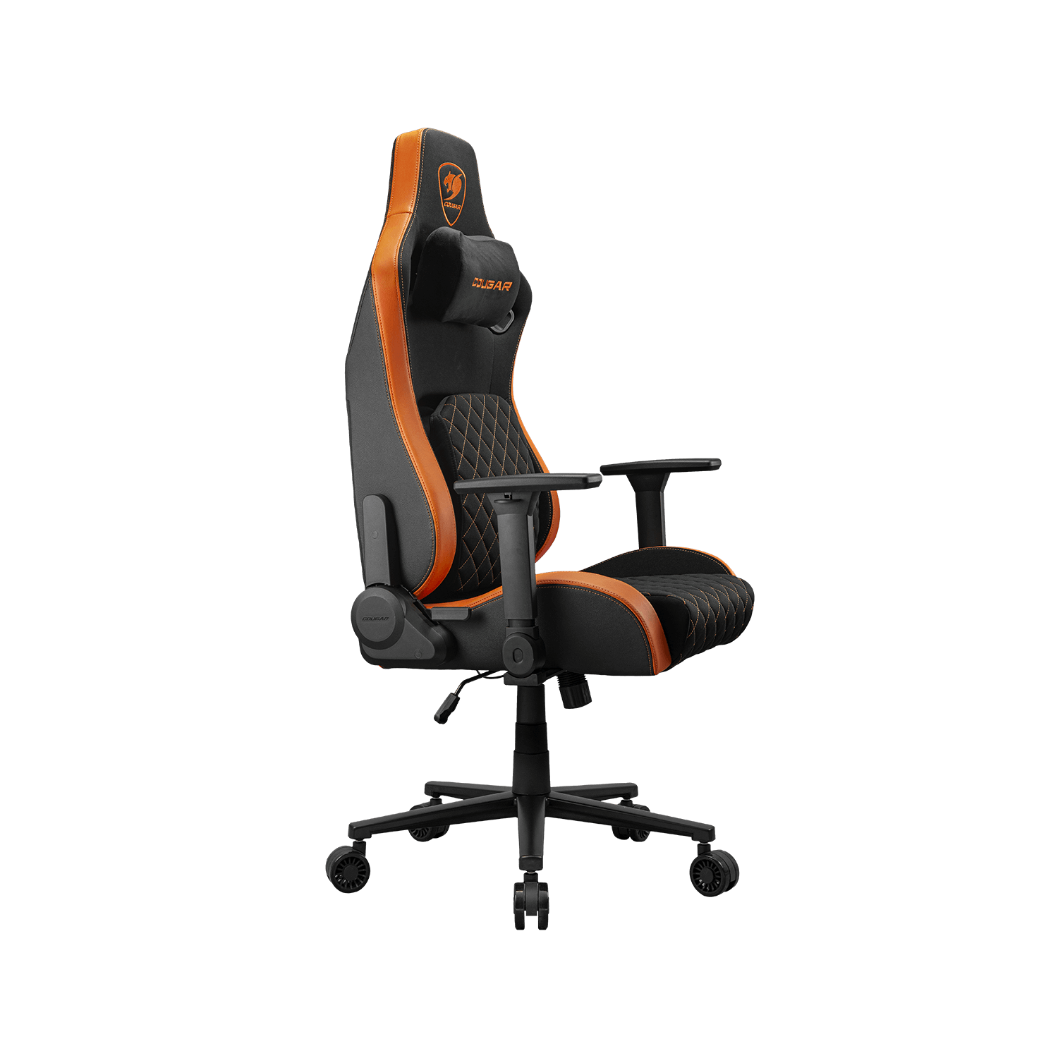Cougar Defensor F Gaming Chair, Ergonomic High‑Back Woven Fabric, 155° Recline, 4D Armrests & Lumbar Support, Black/Orange