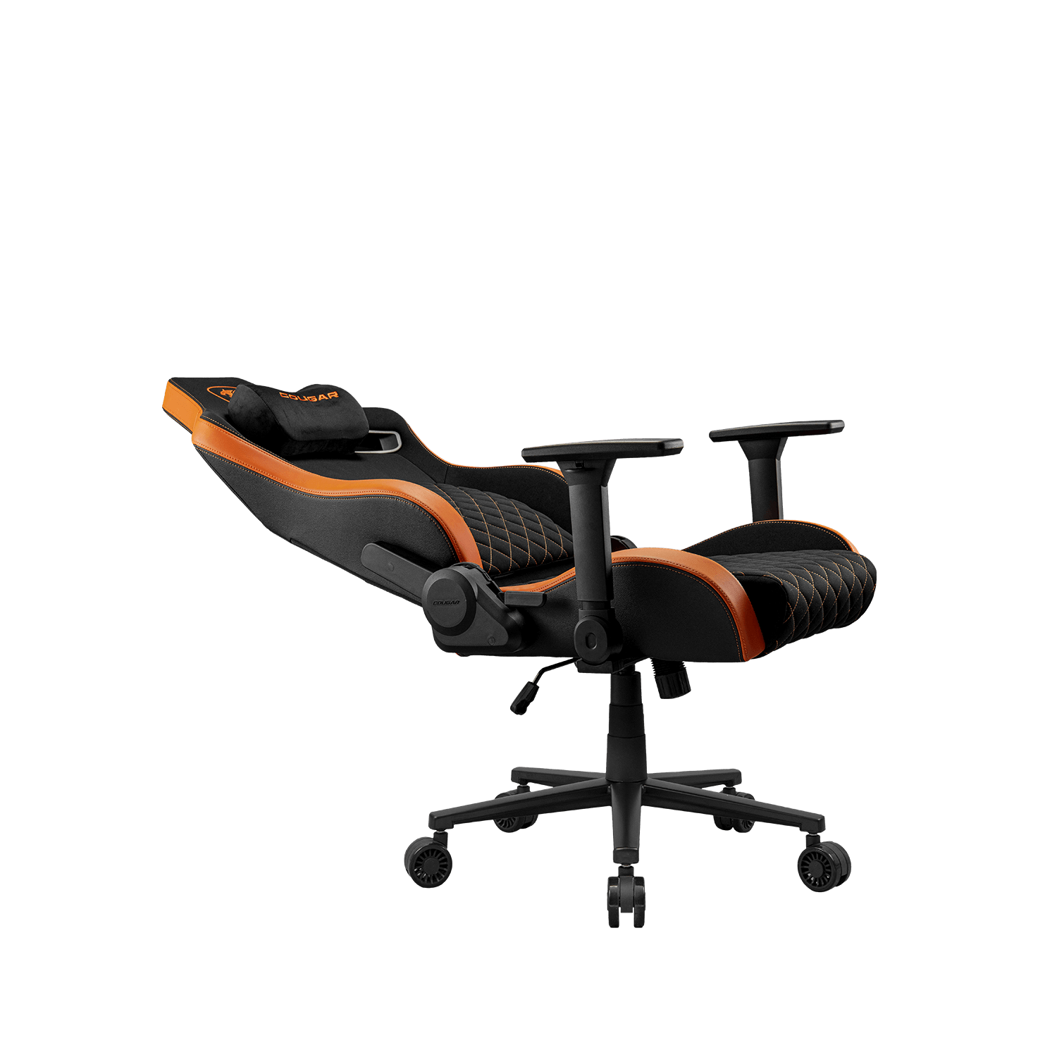 Cougar Defensor F Gaming Chair, Ergonomic High‑Back Woven Fabric, 155° Recline, 4D Armrests & Lumbar Support, Black/Orange