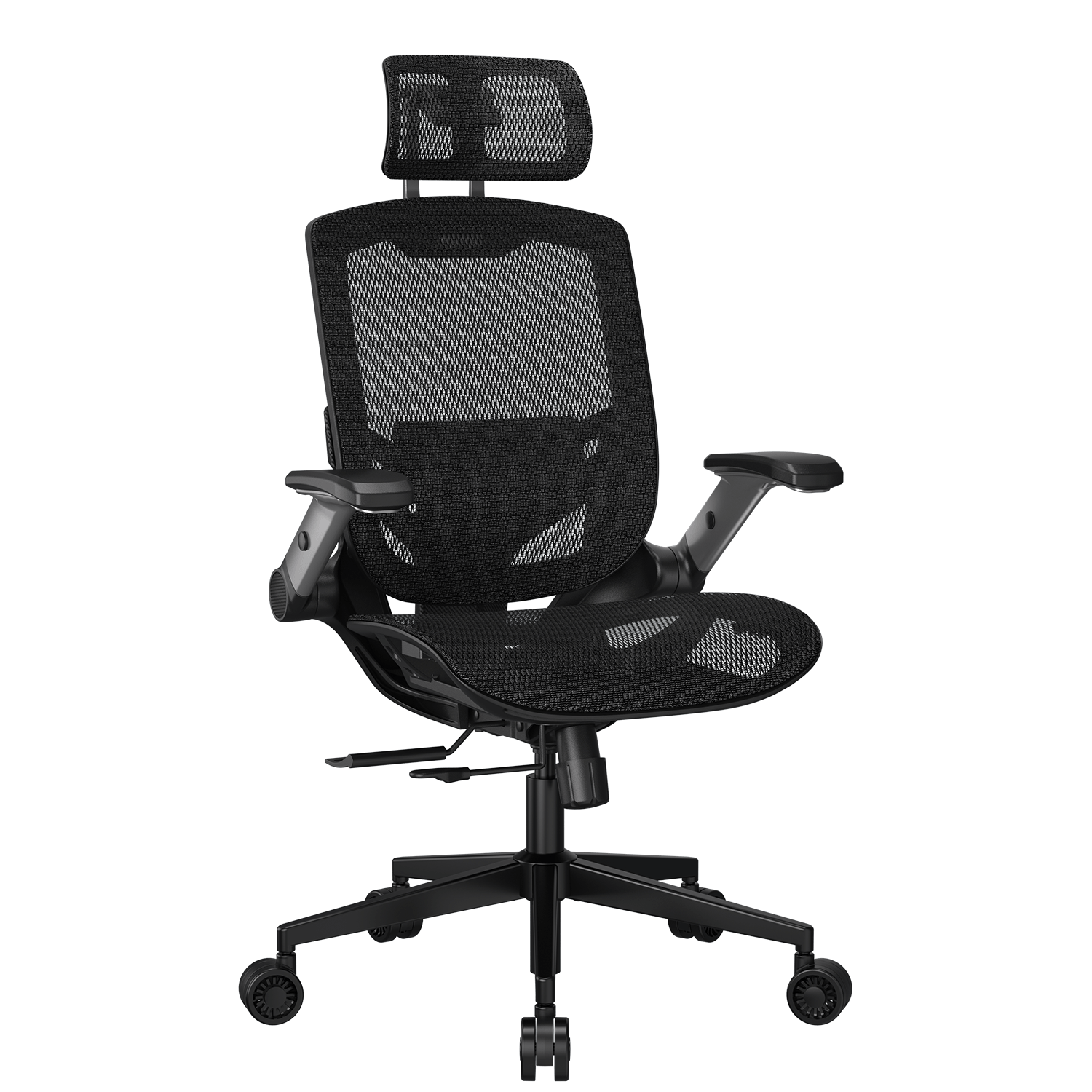 Cougar Speeder One Office Gaming Chair Retractable Footrest - Ergonomic, High Back Premium Breathable Mesh Upholstery Reclining Backrest, Black