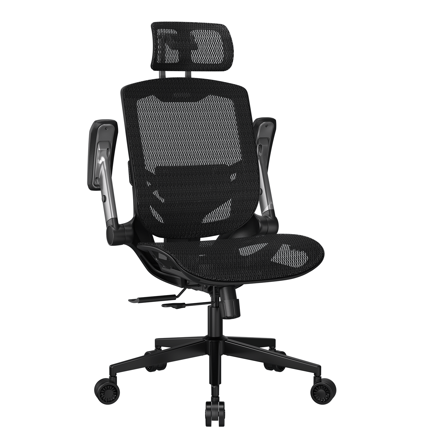 Cougar Speeder One Office Gaming Chair Retractable Footrest - Ergonomic, High Back Premium Breathable Mesh Upholstery Reclining Backrest, Black
