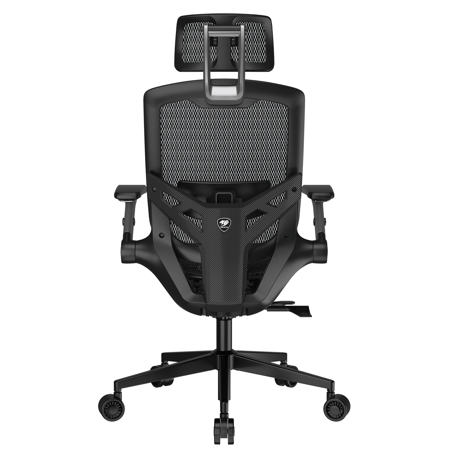 Cougar Speeder One Office Gaming Chair Retractable Footrest - Ergonomic, High Back Premium Breathable Mesh Upholstery Reclining Backrest, Black