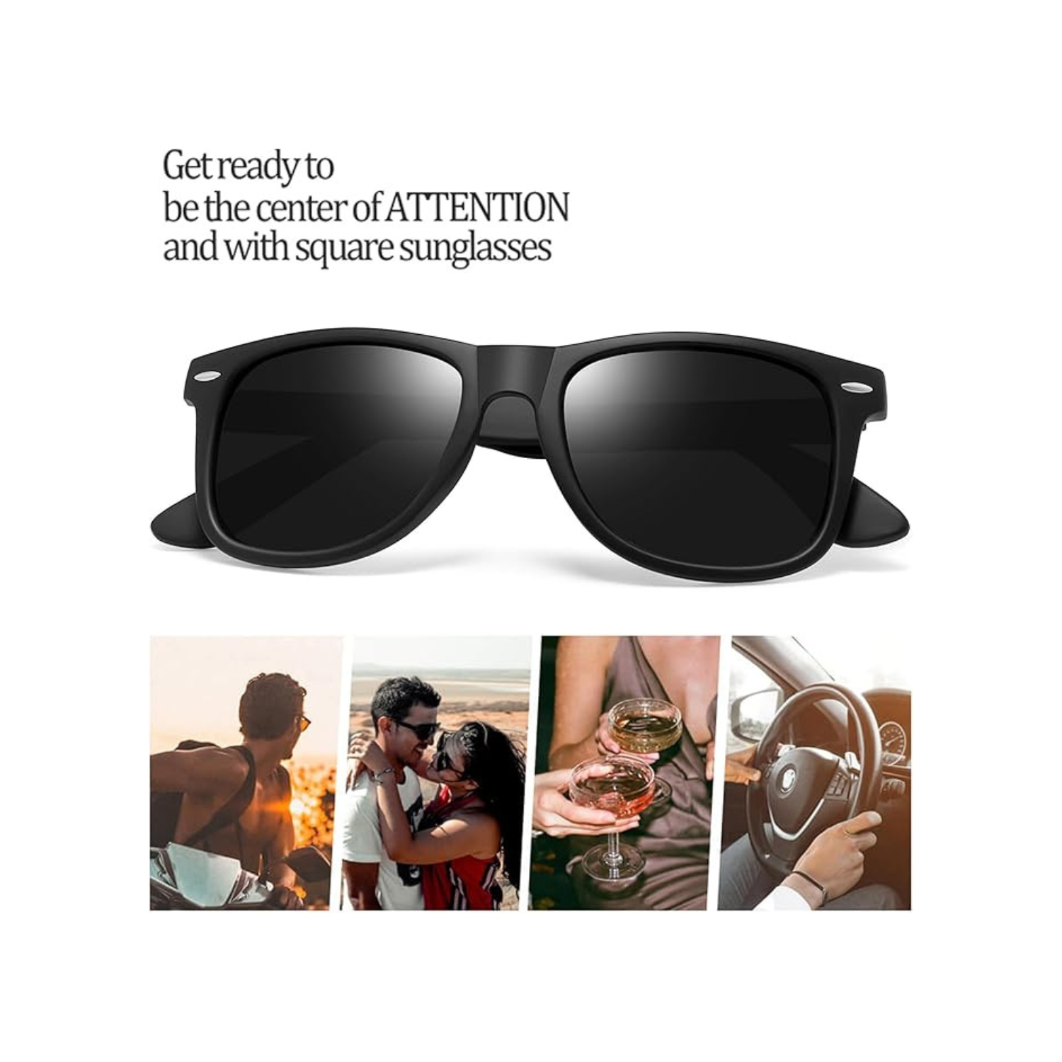 Joopin Square Sunglasses Polarized UV Protection Trendy Designer Sun Glasses Men Women