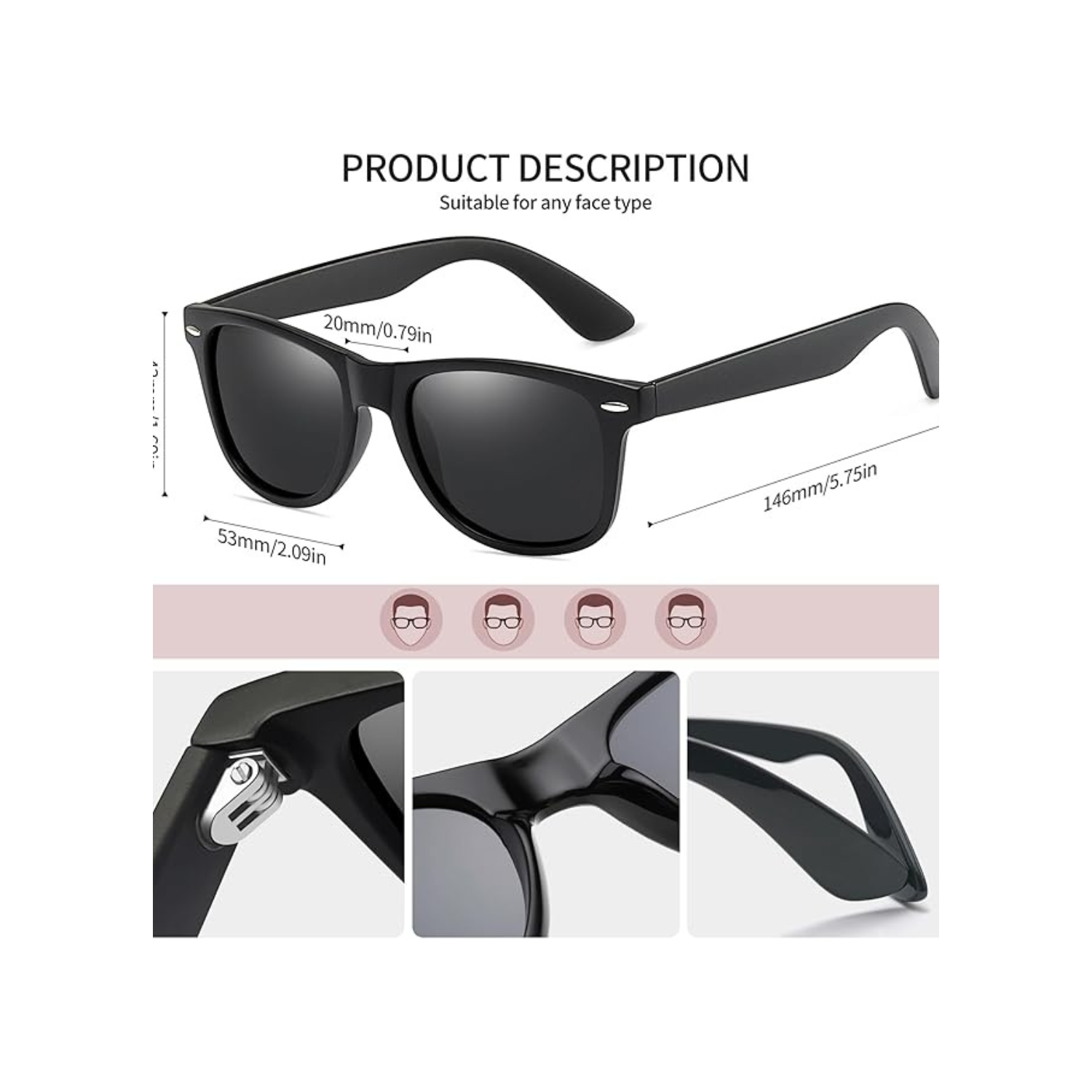 Joopin Square Sunglasses Polarized UV Protection Trendy Designer Sun Glasses Men Women