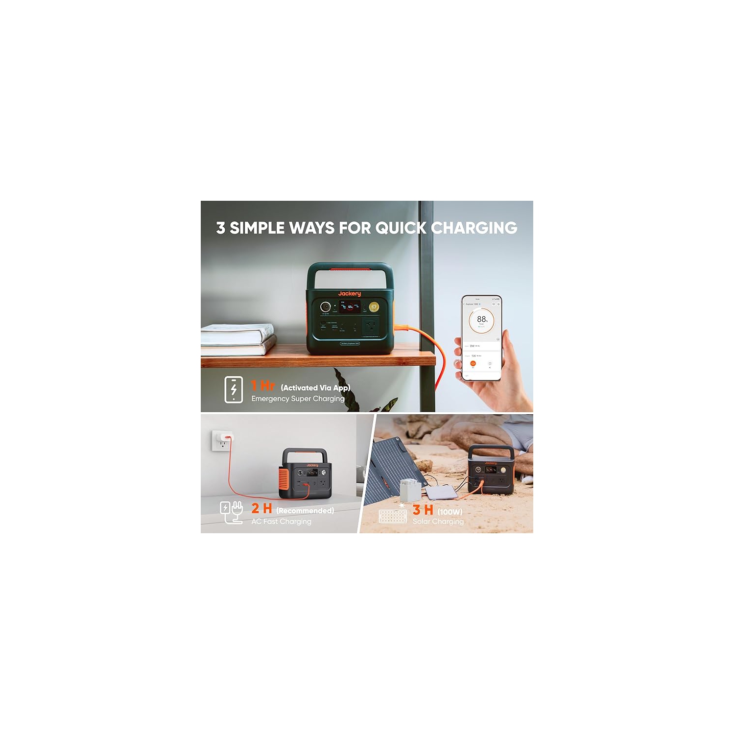 Jackery Explorer 240 V2 Portable Power Station 2024 Version, 1Hr Fast Charging, Versatile Scenarios -Outdoor Camping, RV Travel