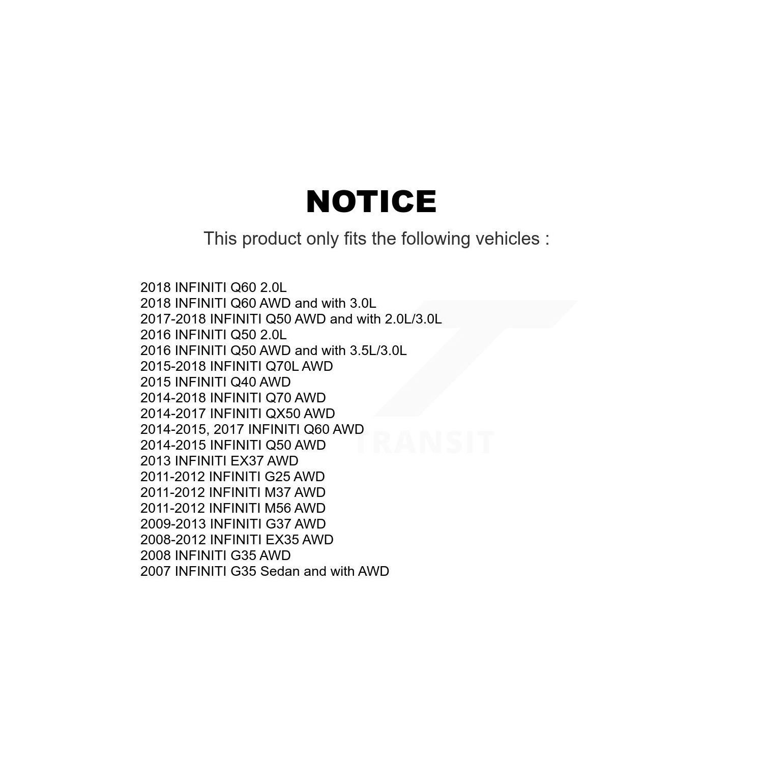 Kit de liaison avant pour INFINITI Q50 G37 QX50 EX35 G35 Q60 EX37 M37 G25 Q70 70&nbsp;L M56 T4 K72-100297