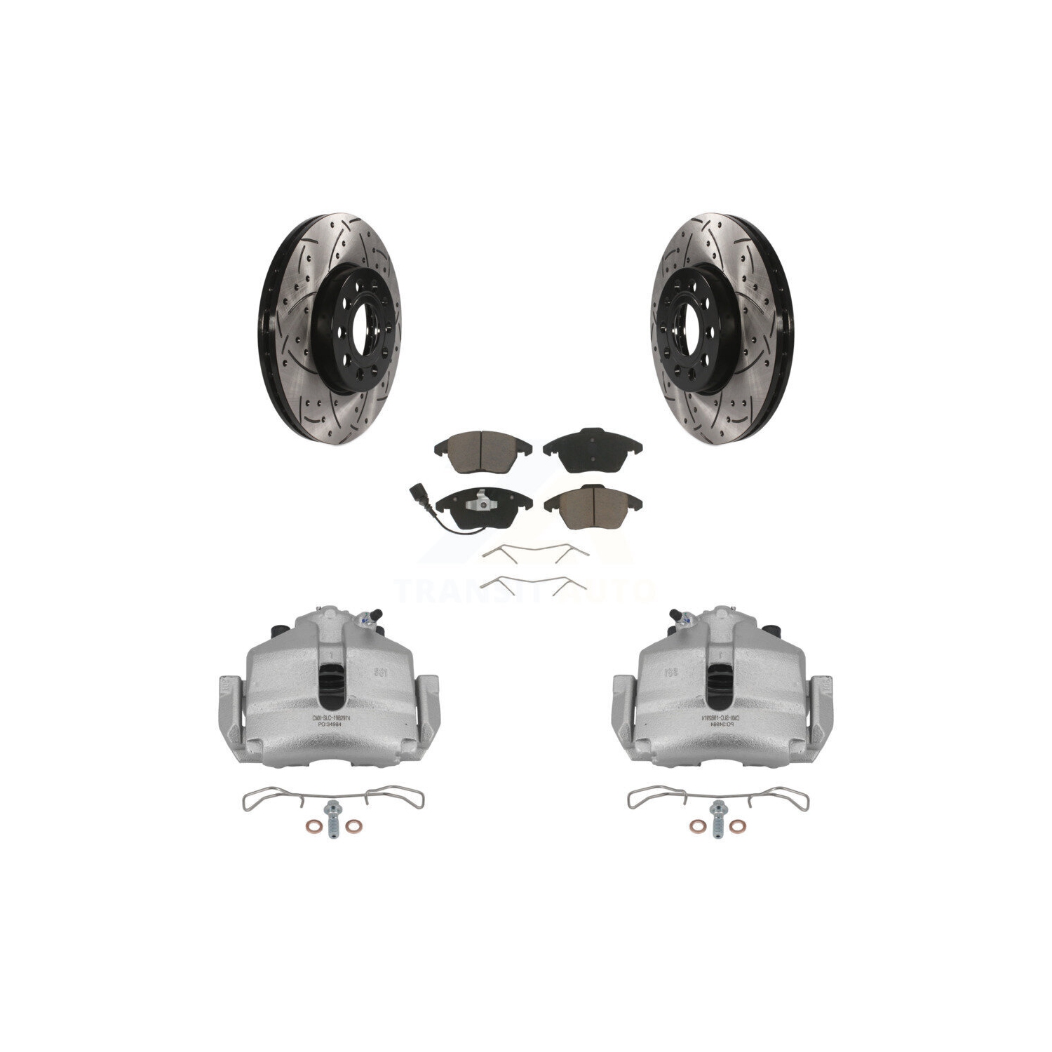 Front Rear Coated Disc Brake Rotors And Ceramic Pads Kit For Volkswage